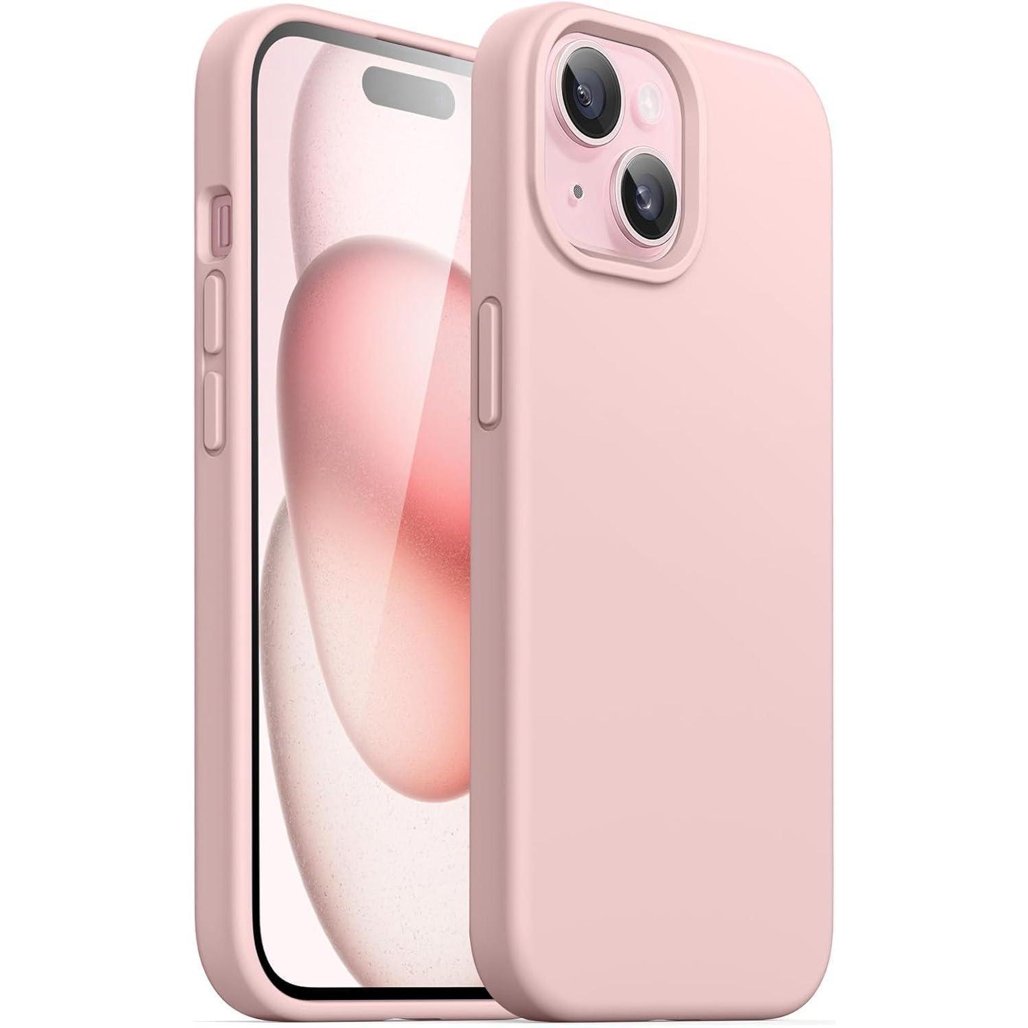 Silikon Hülle Für Iphone 15 6,1 Zoll, Stoßfest Mit Mikrofaser-innenfutter, Rosa