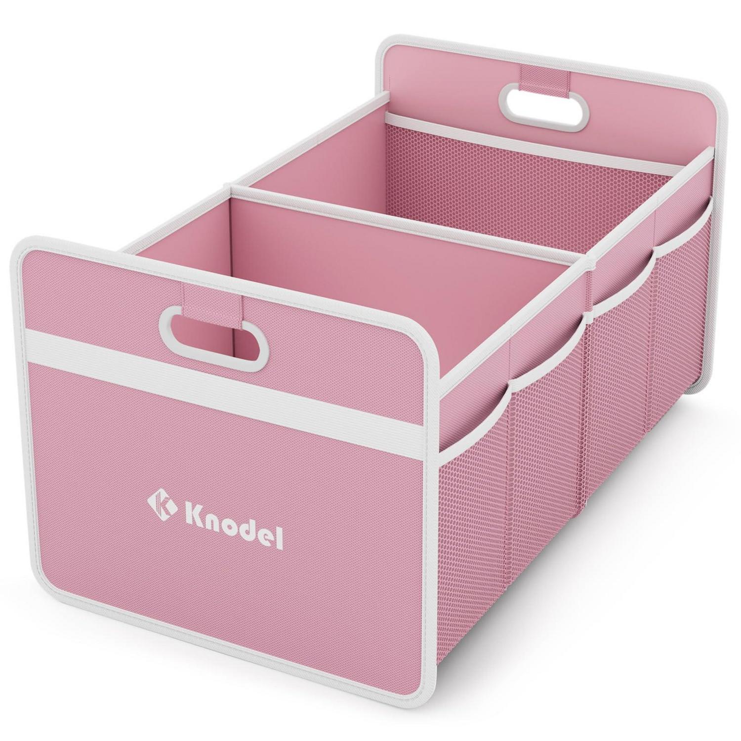 Kofferraum Organizer Faltbar, 50x31x26cm, Mit Fächern, Verstärkten Griffen, Rutschfest, Rosa