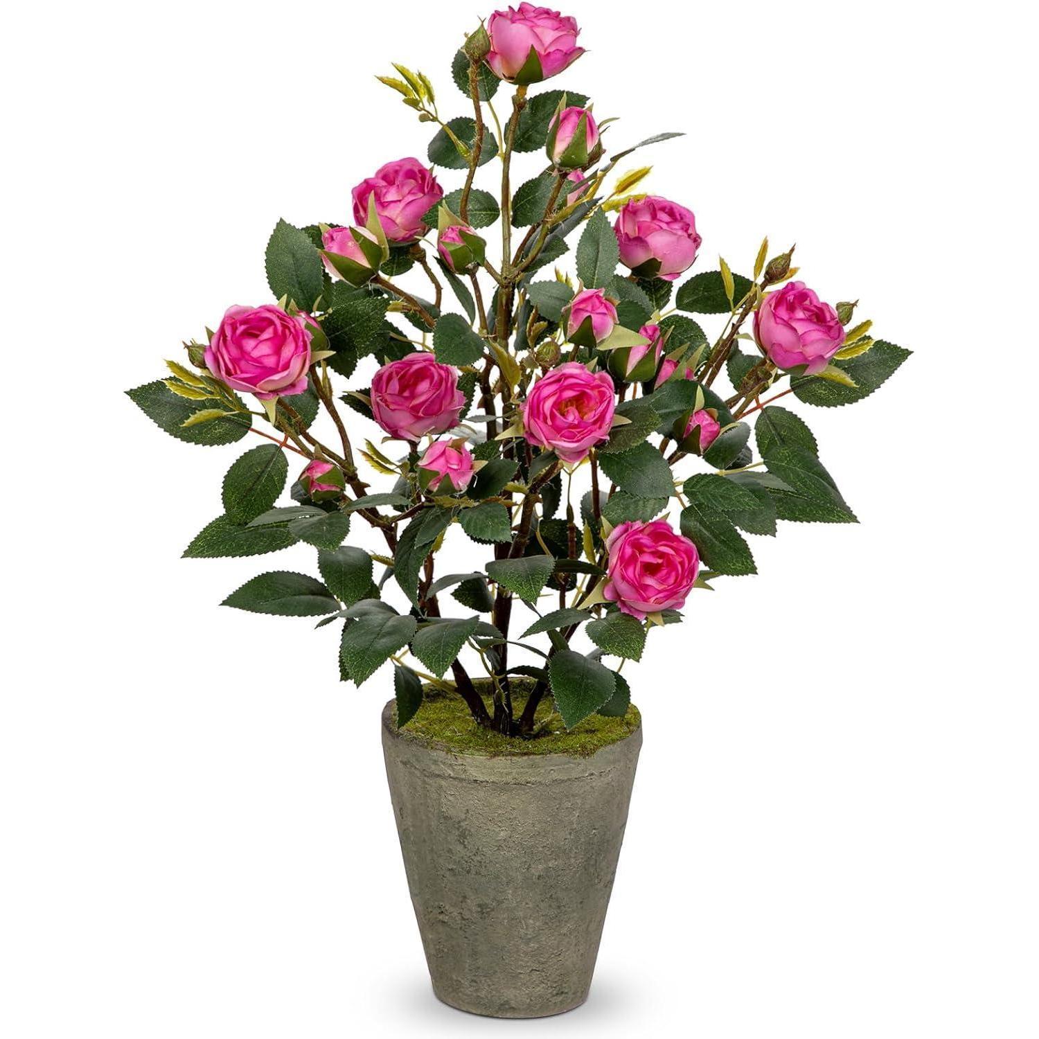 Künstliche Rosen Im Topf, 38 Cm, Kunstblumen Deko Für Bad & Büro