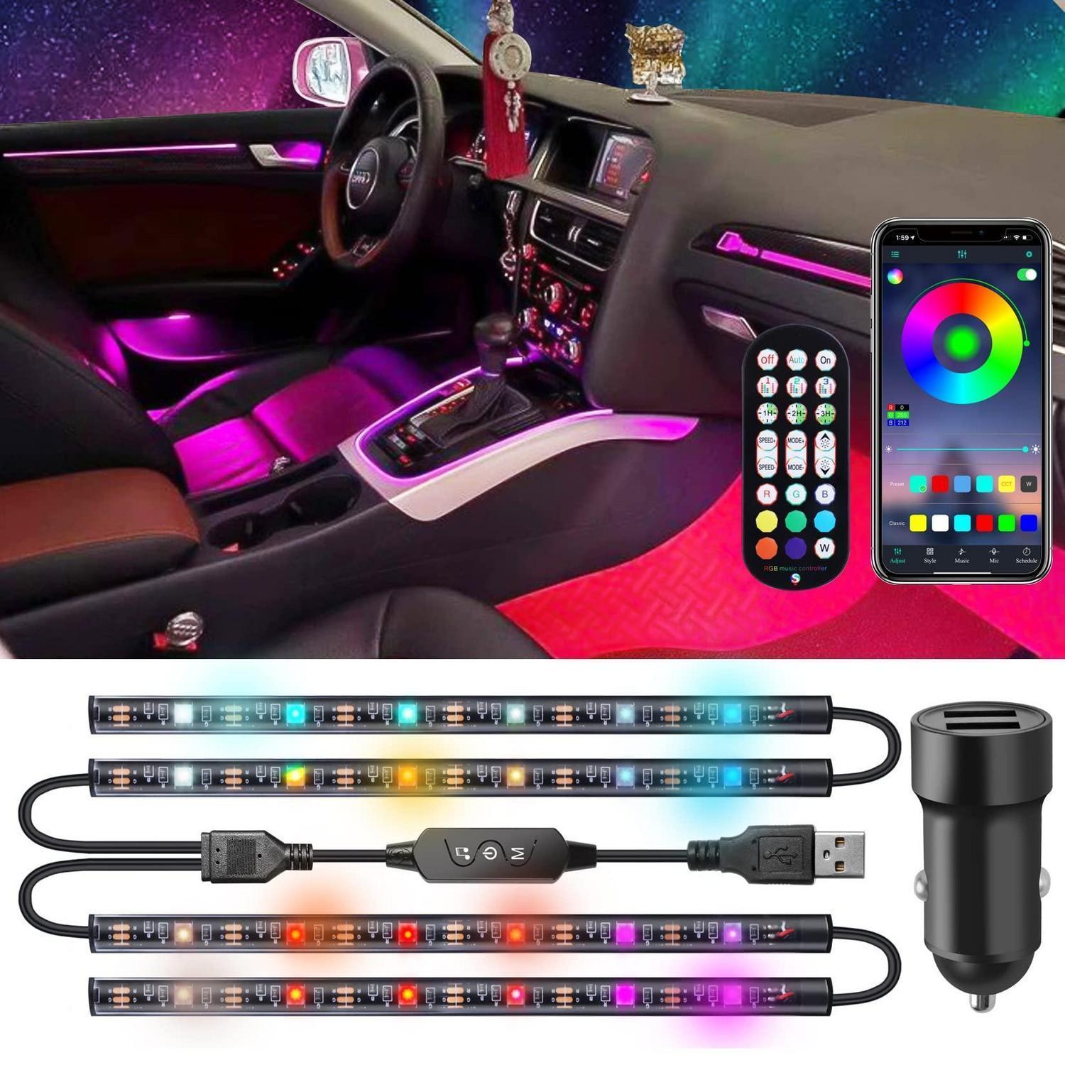 Led Innenbeleuchtung Auto Mit Usb & Autoladegerät, App & Fernbedienung