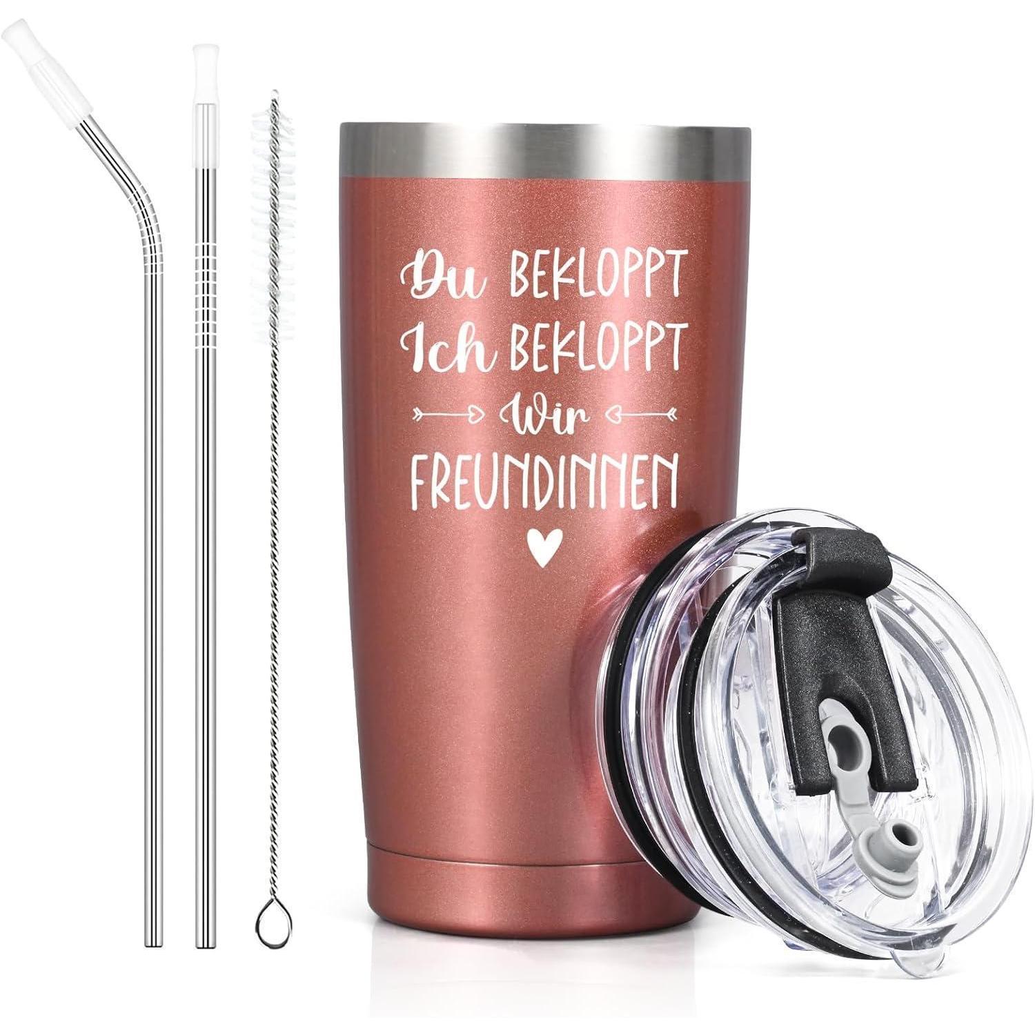 Edelstahl Thermobecher 600ml Mit Spruch, Roségold, Für Freundinnen