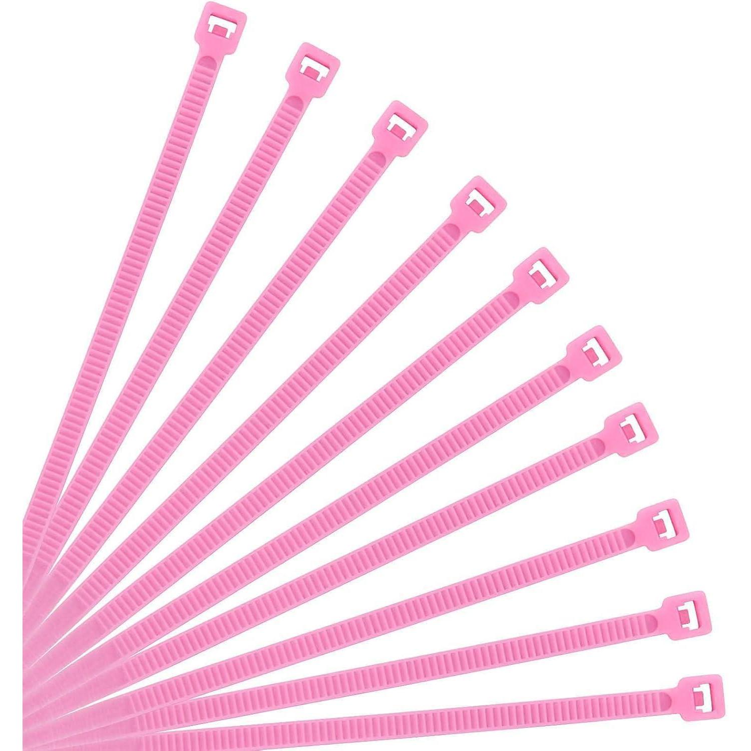 Kabelbinder 300mm X 3.6mm Rosa, 500 Stück, Uv-beständig, Zugfestigkeit 18,2 Kg