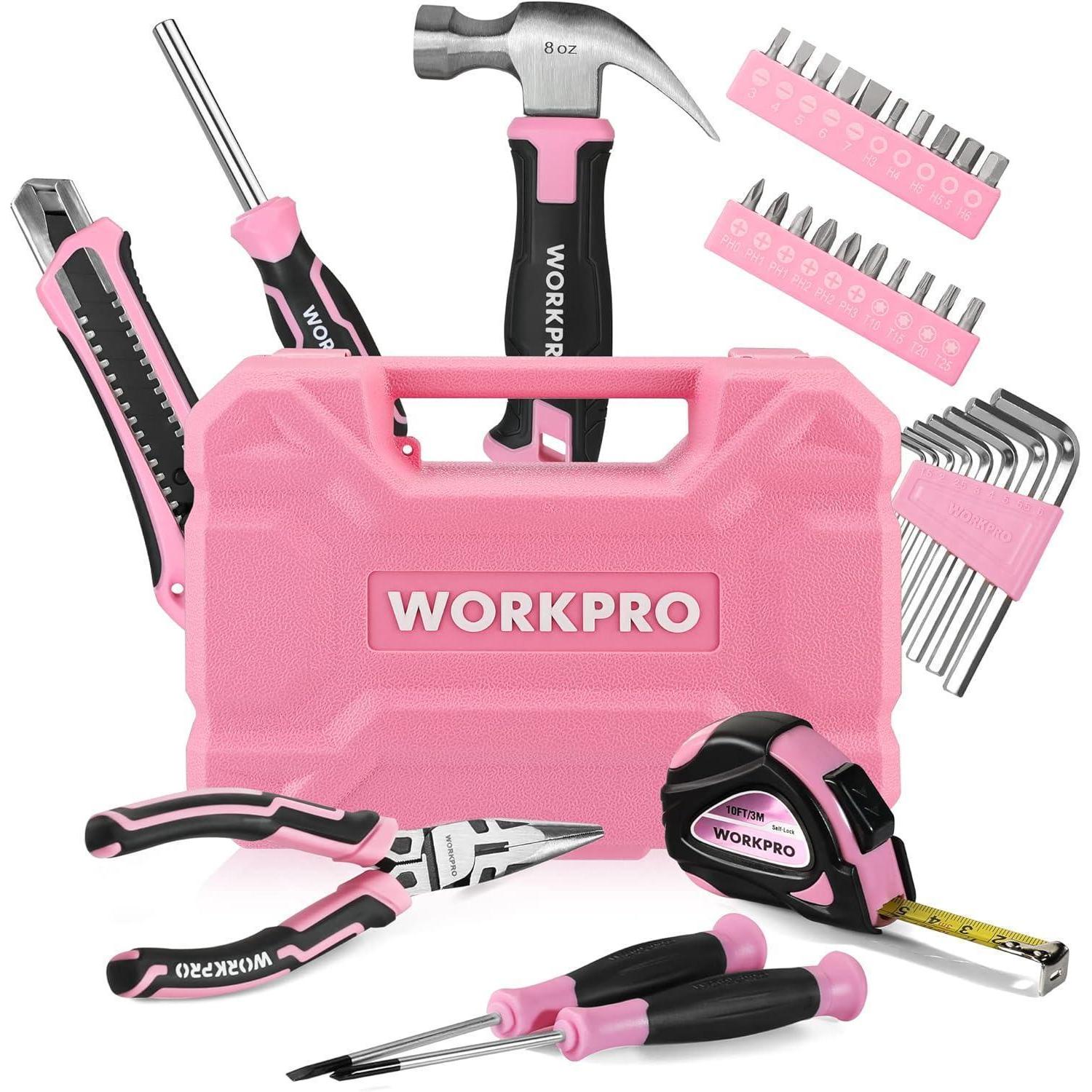 35-teiliges Werkzeugset Für Heimwerker, Rosa, Mit Koffer, Schraubendreher, Zange, Maßband