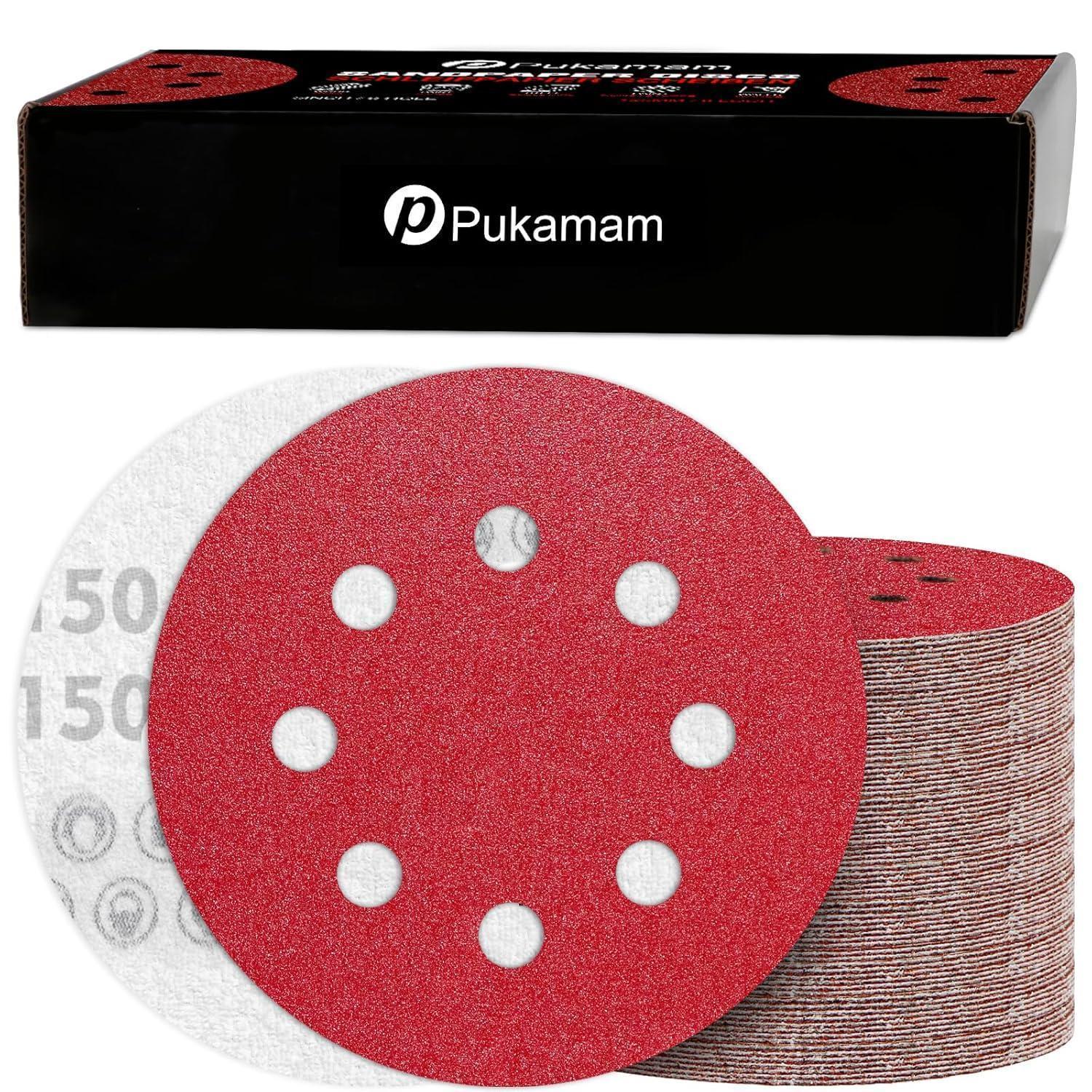 120x Schleifpapier 125mm Klett P150 8 Loch Für Exzenterschleifer Holz Metall Farbe