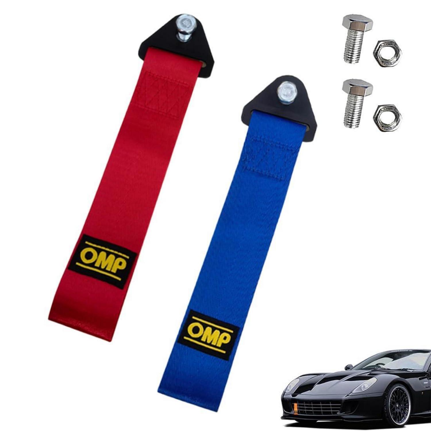 2x Abschleppschlaufe Universal Für Stoßstange, Rennsport Tuning, Nylon, Rot/blau