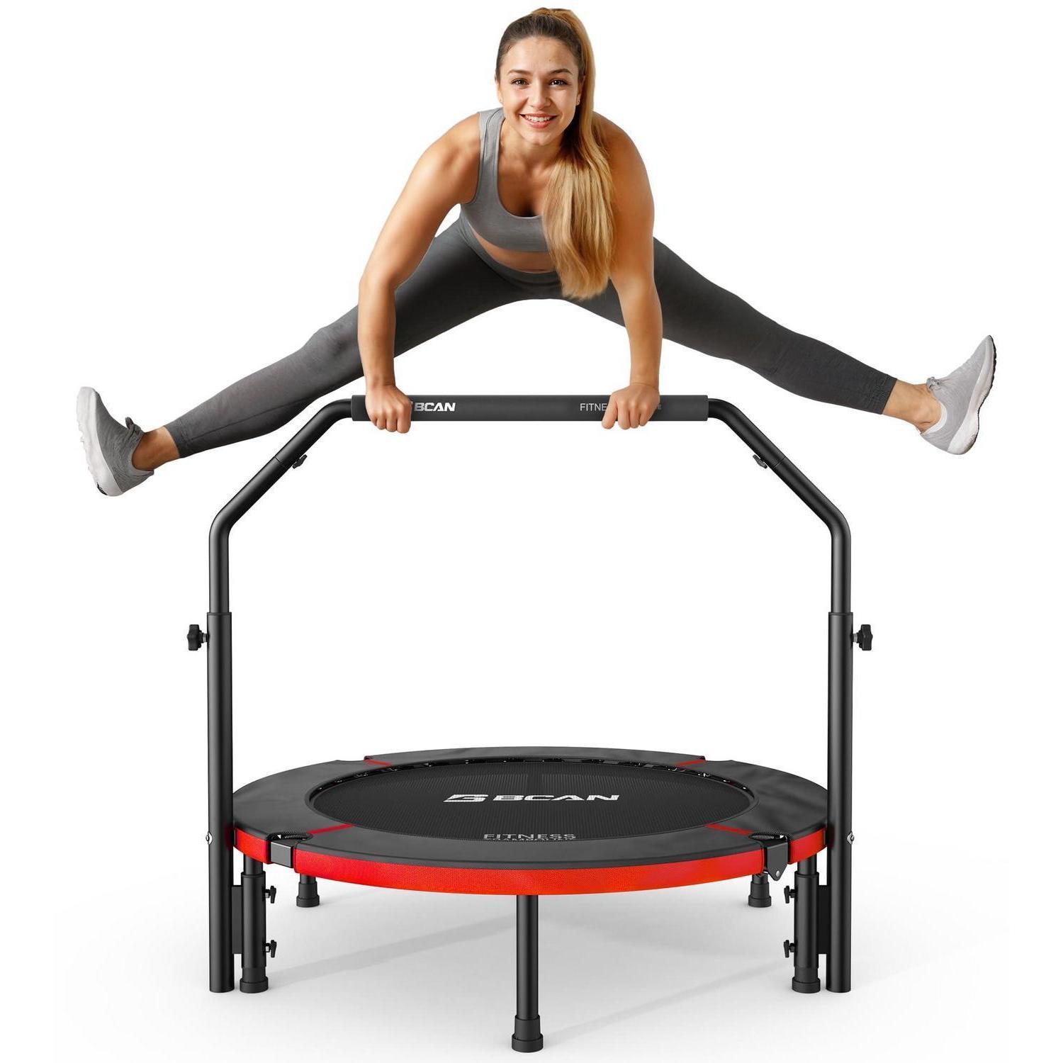 Fitness Trampolin 102cm Mit Haltegriff, Faltbar, 150kg Tragkraft, Für Erwachsene & Kinder