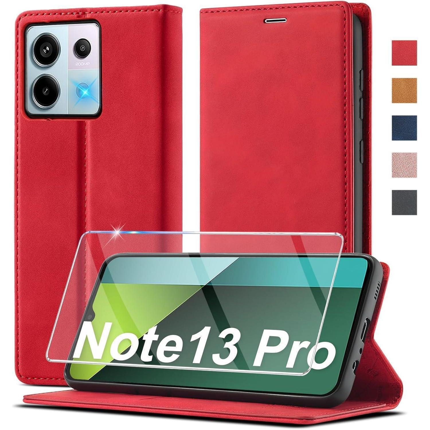 Klapphülle Für Xiaomi Redmi Note 13 Pro 5g / Poco X6 Pro 5g Mit Ständer, Kartenfach Und Schutzfolie