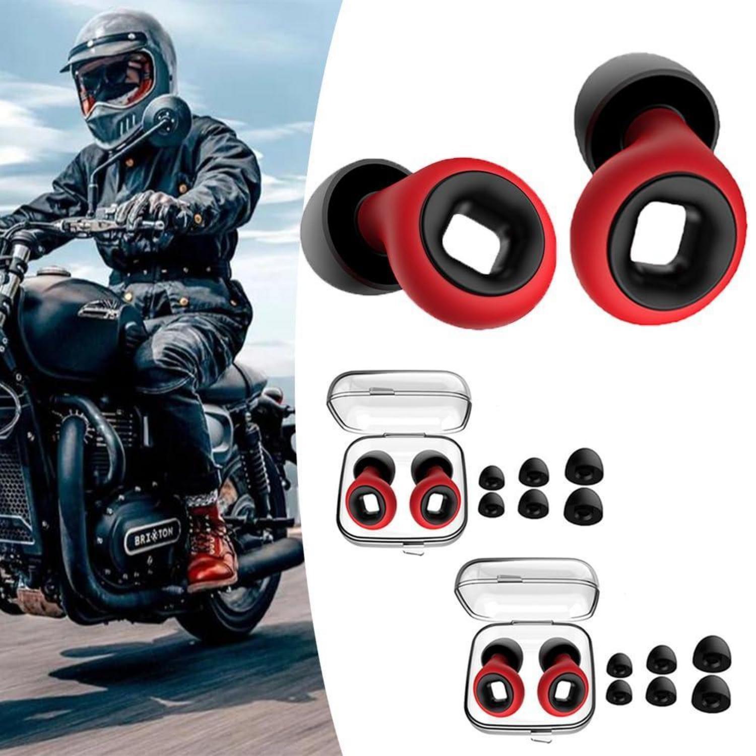 Motorrad Ohrstöpsel Windgeräusche 2 Paar, Gehörschutz Mit 4 Größen, Rot
