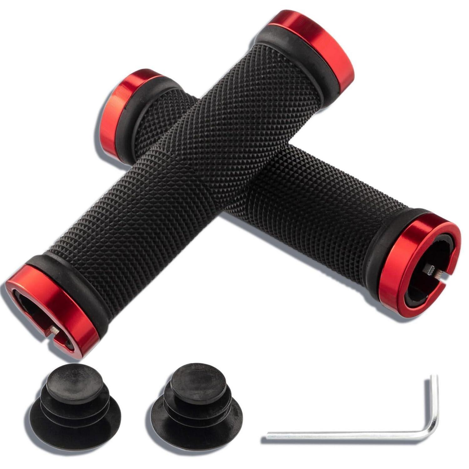 Fahrradgriffe Mtb Mit Aluminium Lock, Rutschfest, Für 22,2 Mm Lenker, Rot