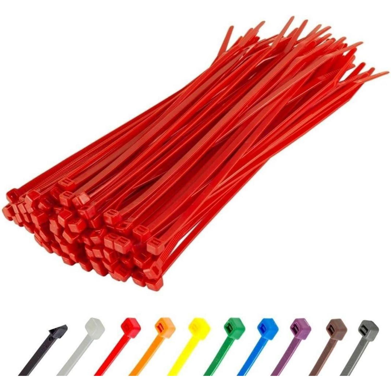 Kabelbinder Rot 300mm X 3,6mm Uv-beständig 100 Stück 18,2kg Zugfestigkeit