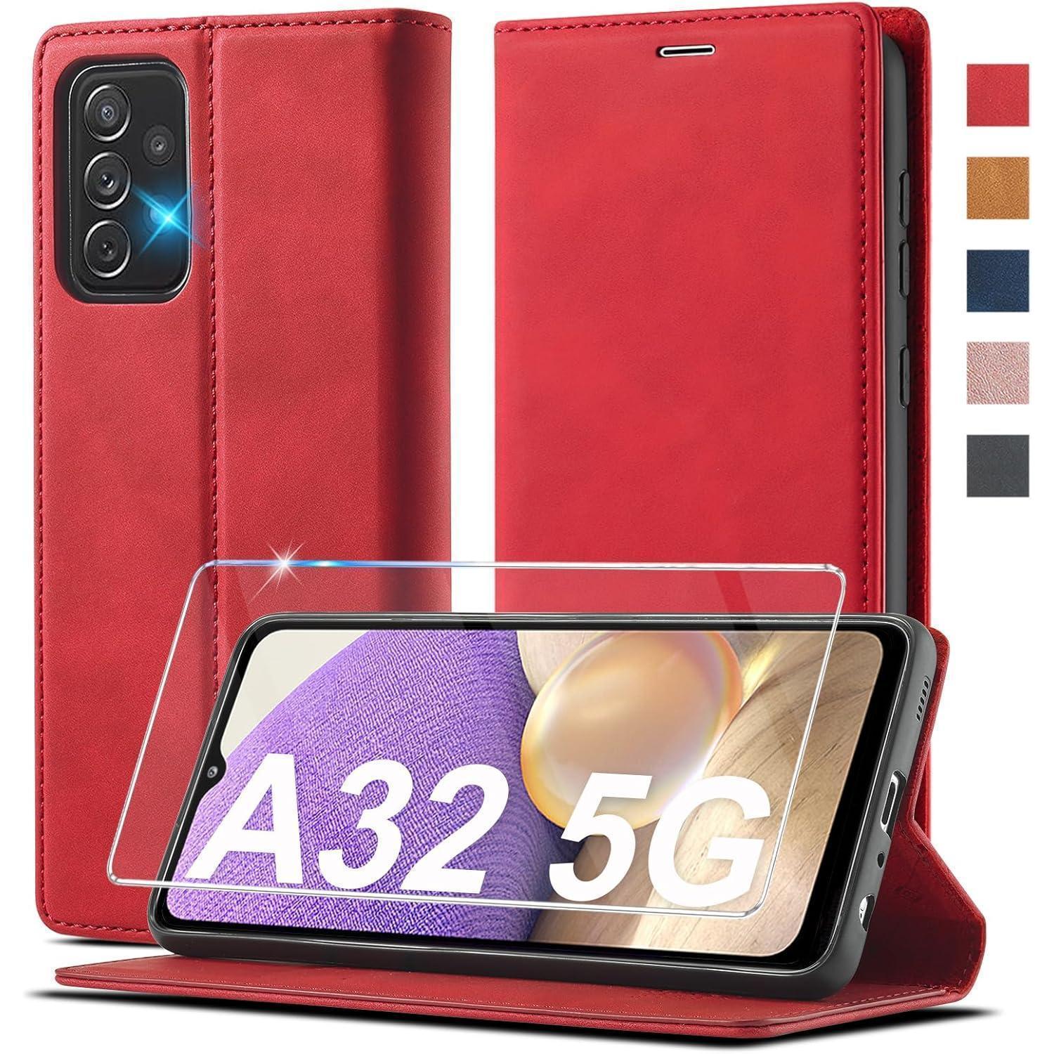 Klapphülle Für Samsung Galaxy A32 5g Mit Kartenfach, Ständer & Schutzfolie