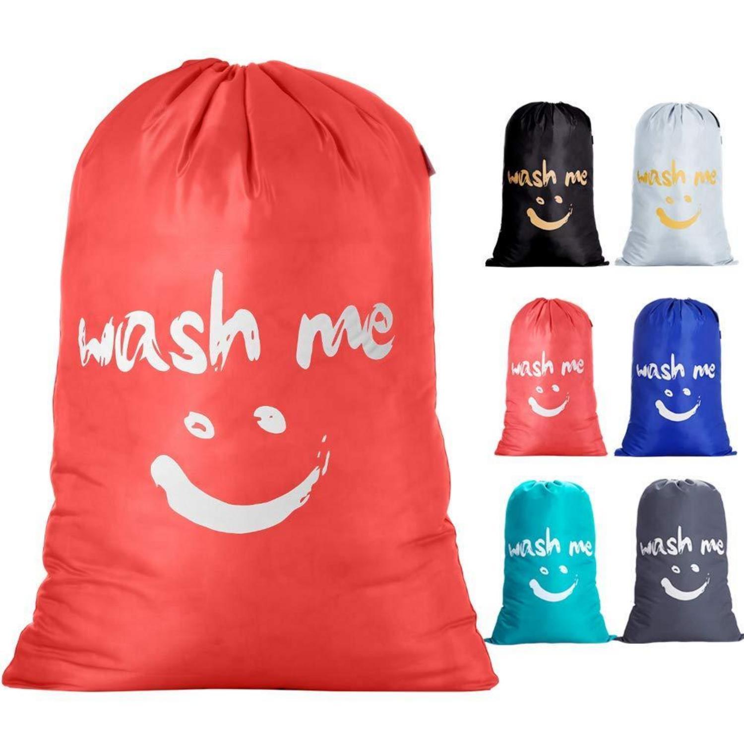 120l Wäschebeutel Mit Smiley, Faltbar, 420d Nylon, Kordelzug, Orange
