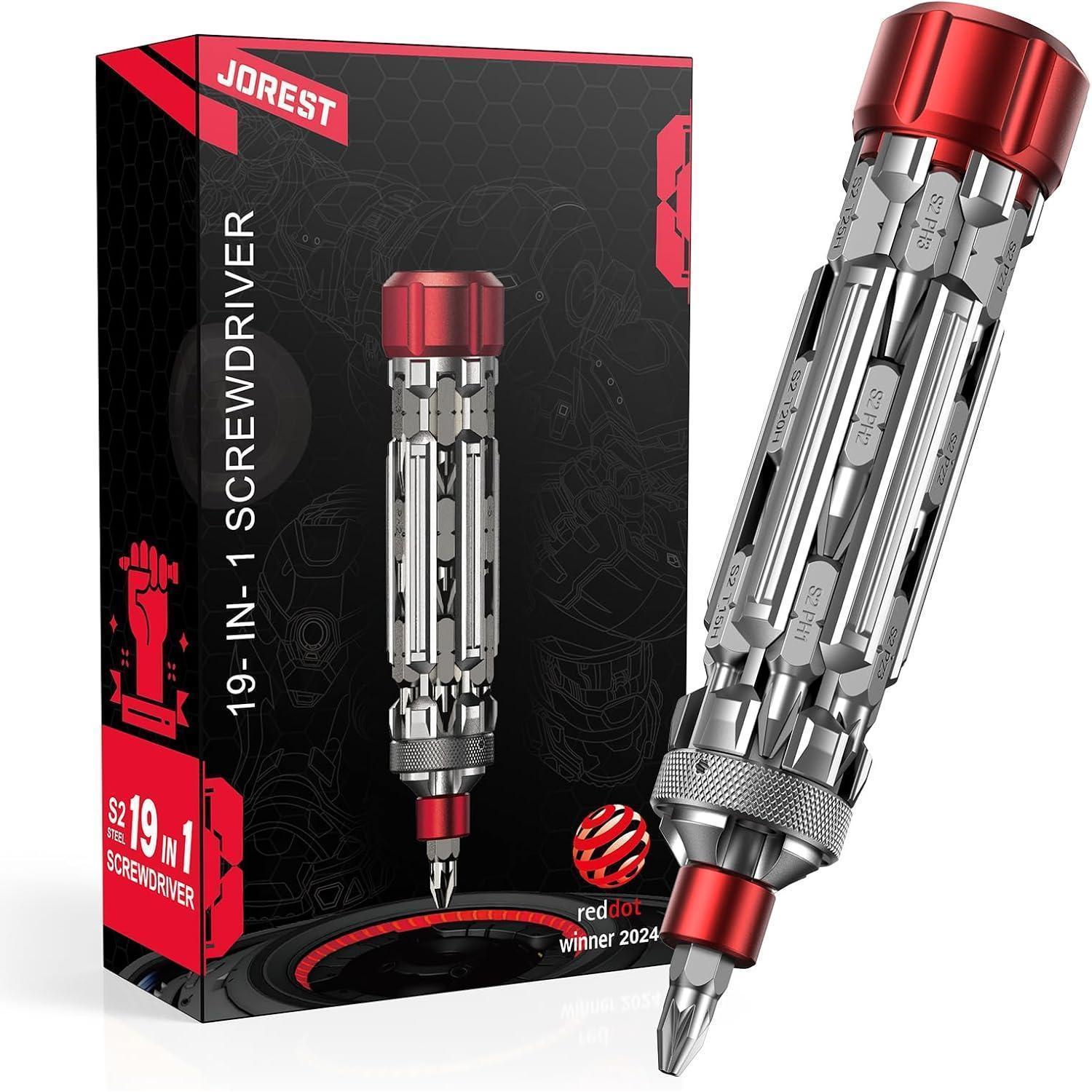 19-in-1 Schraubendreher Set Mit Torx, Phillips, Sechskant Bits, Magnetisch, Silber Rot