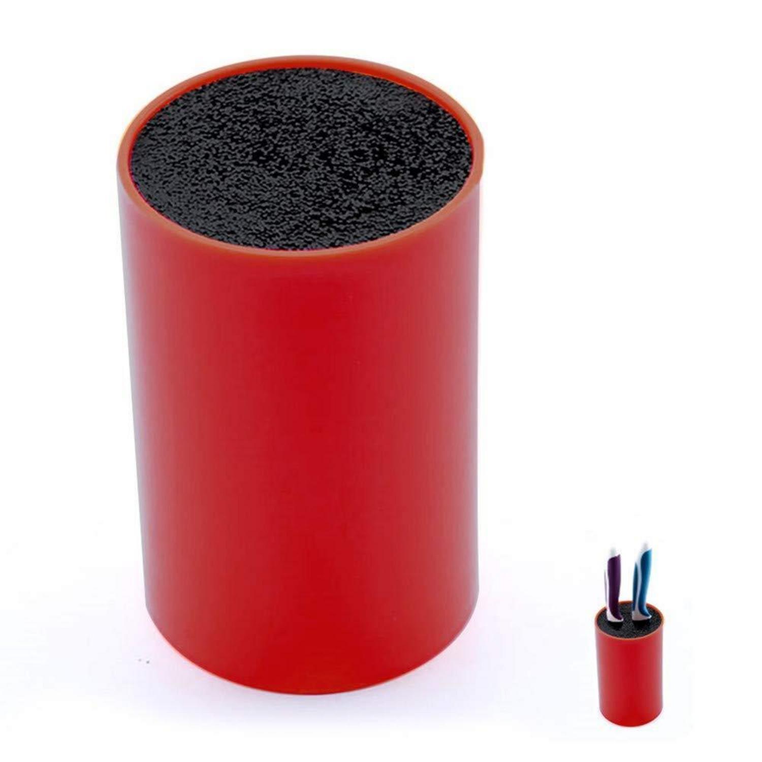 Messerblock Universal Messerhalter Mit Abnehmbaren Borsten, Platzsparend, Leicht Zu Reinigen, Orange