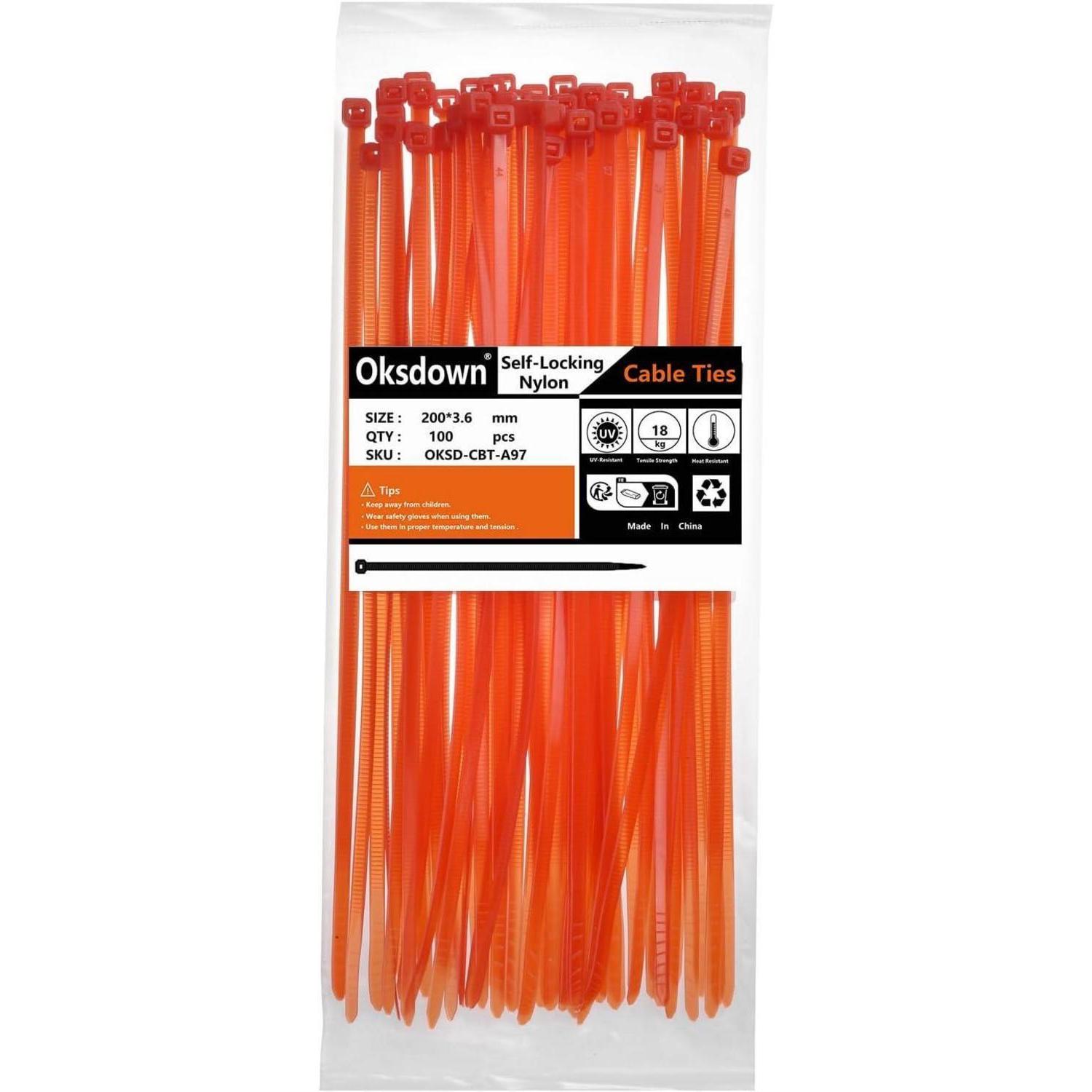 Kabelbinder 200mm Rot 100 Stück Uv-beständig 18,2kg Zugfestigkeit Nylon