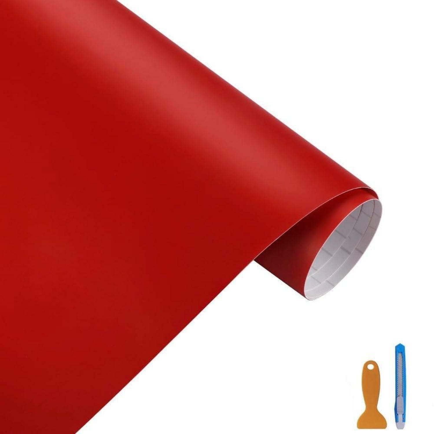 Auto Folie Matt Rot 30x300cm – Blasenfrei, Kratzfest, Uv-beständig, Wasserdicht
