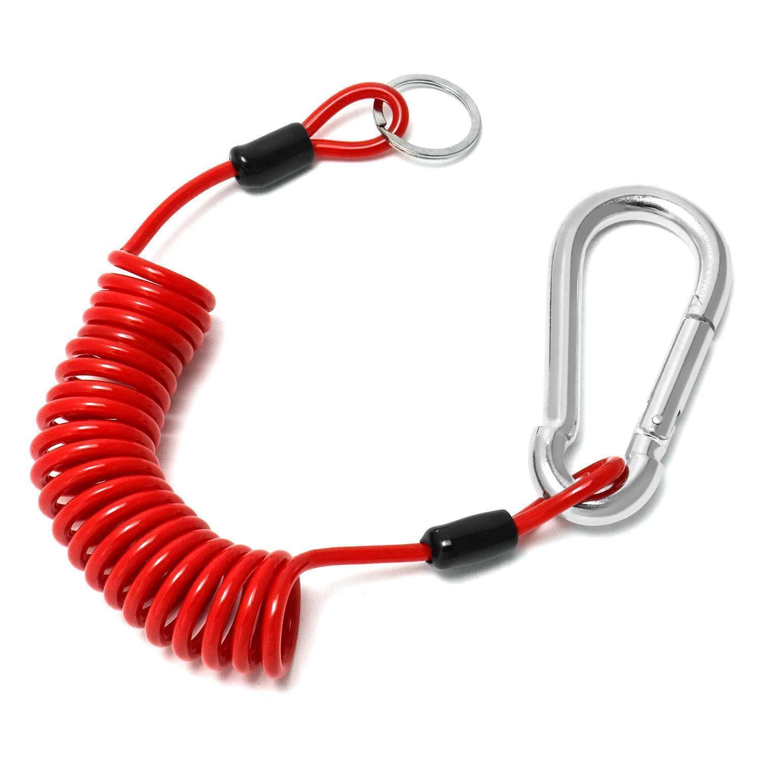 Abreisseil Für Anhänger 1.8m X 5mm Spiralkabel Mit Karabiner Rot