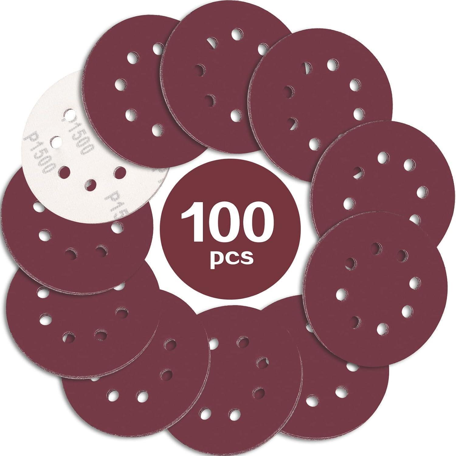 Schleifpapier 125mm Klett P1500 8 Loch 100 Stück Für Exzenterschleifer
