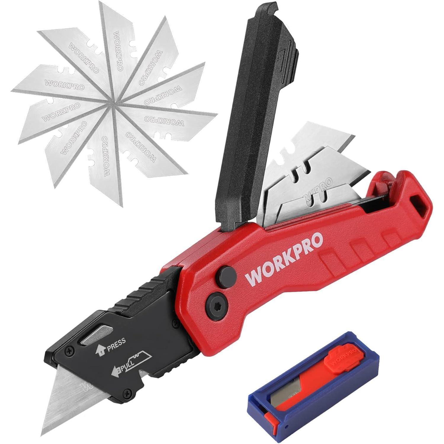Faltbares Universalmesser Mit 13 Klingen, Aluminium, Gürtelclip, Rot