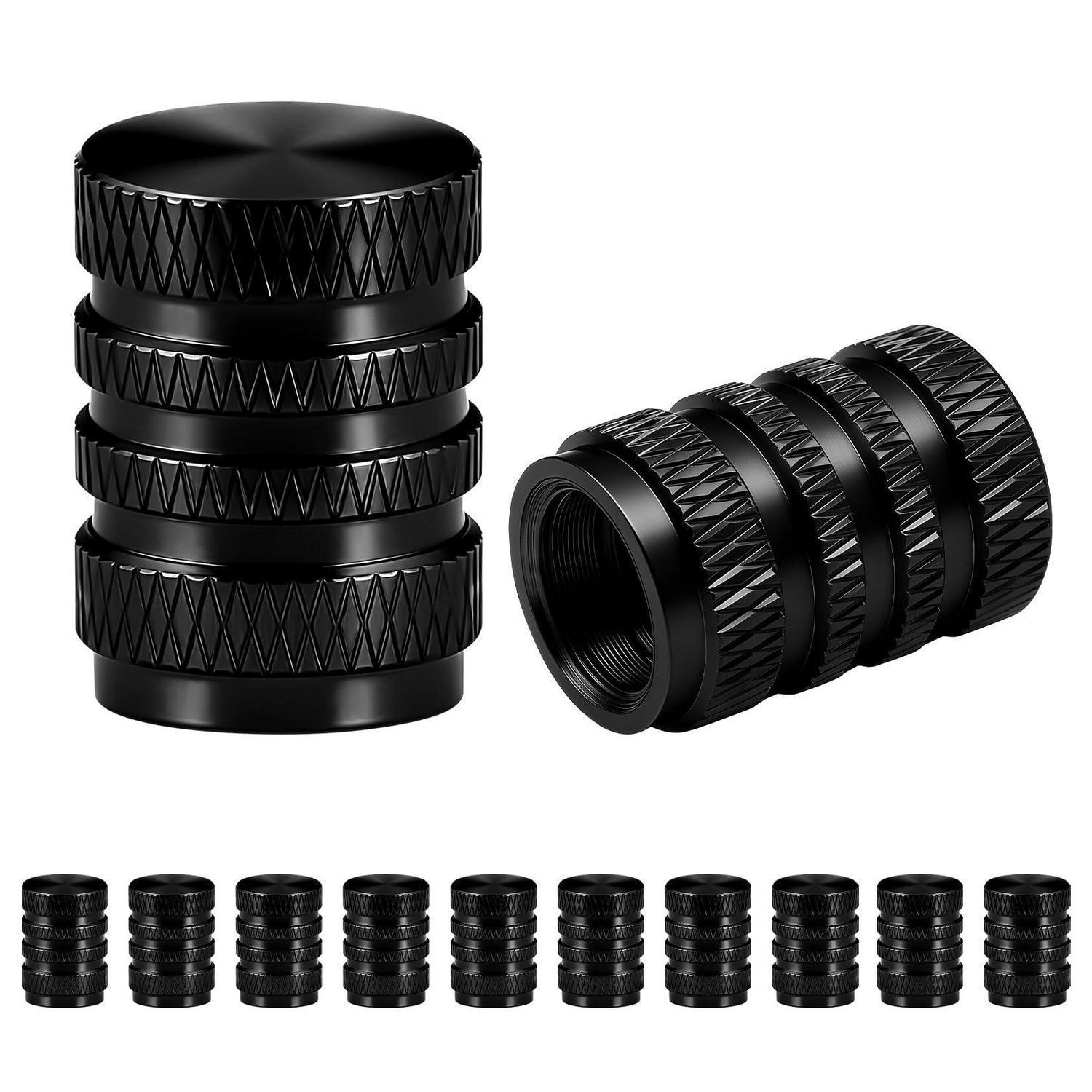 12x Aluminium Ventilkappen Schwarz Für Auto, Motorrad, Fahrrad