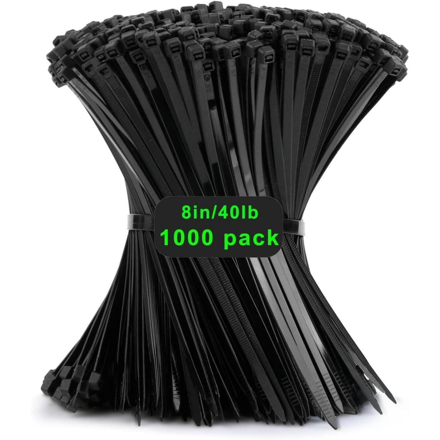 1000x Kabelbinder Schwarz 200mm Uv-beständig Für Garten, Büro, Werkstatt