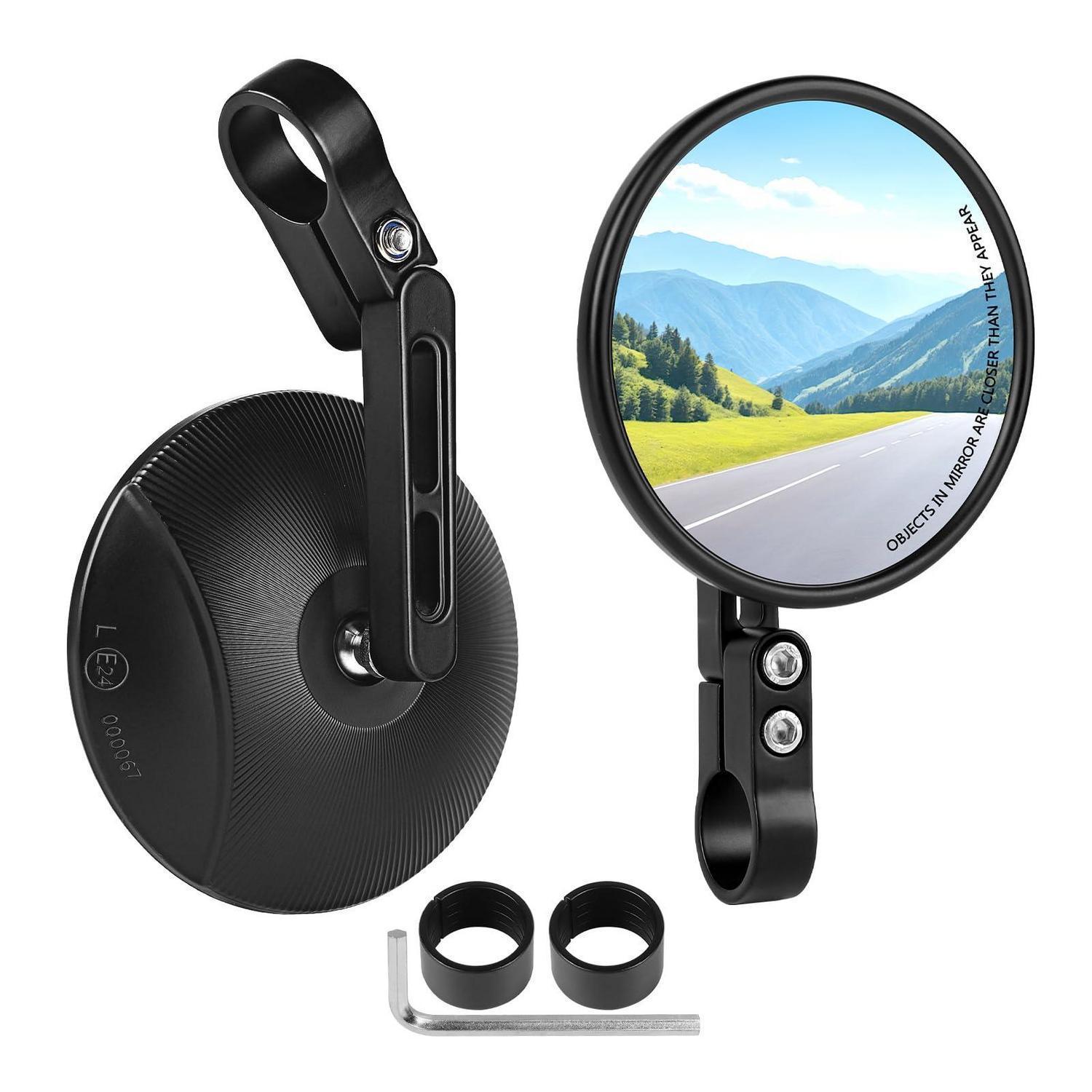Motorrad Lenkerendenspiegel E24 Geprüft, 360° Drehbar, Für 22-25mm Lenker