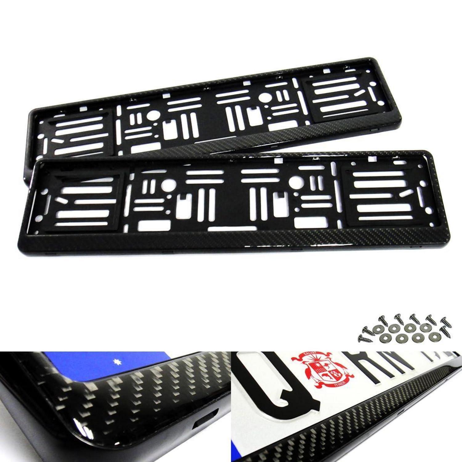 2x 3d Carbon Kennzeichenhalter Schwarz, Vibrationsdämpfend, Bohrenfrei