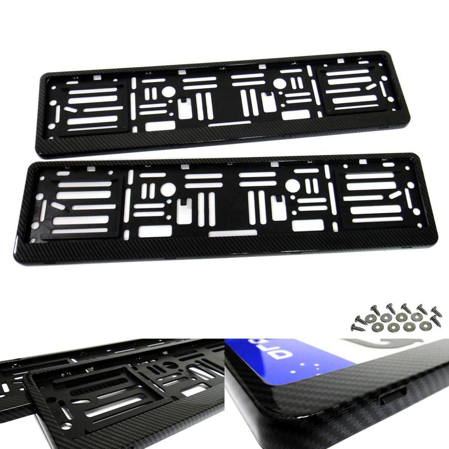 2x Kennzeichenhalter Carbon-optik Schwarz Für Eu/de Kennzeichen