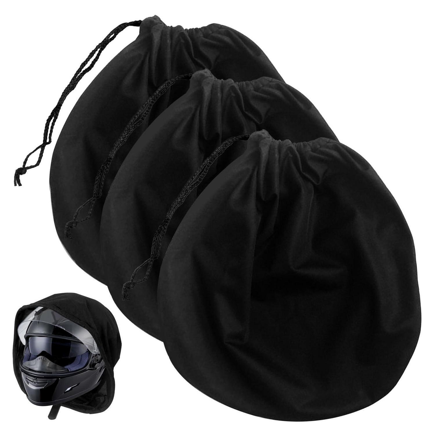 3er Set Helmtaschen Mit Kordelzug, 46x44cm, Schwarz