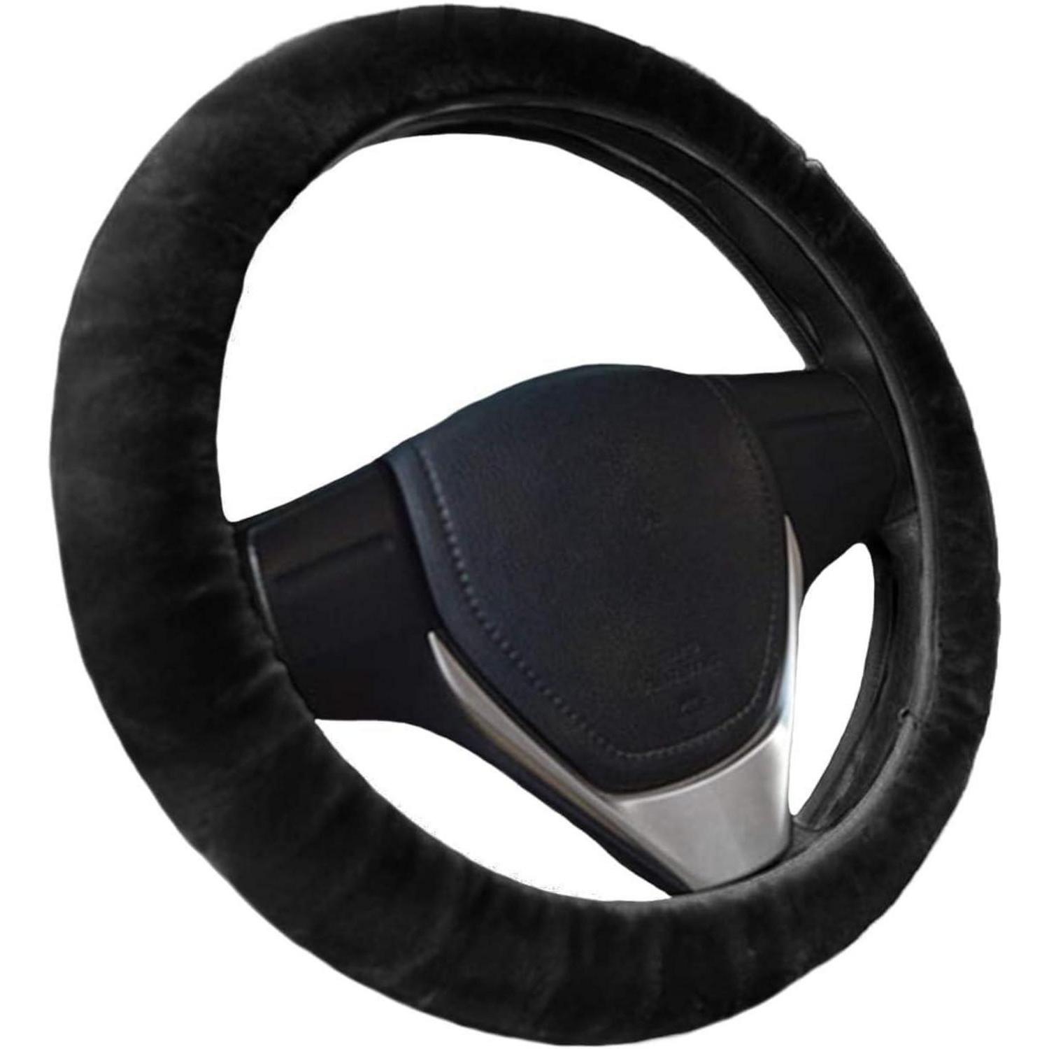 3-teiliges Plüsch-lenkrad-set Für 37-39 Cm, Schwarz