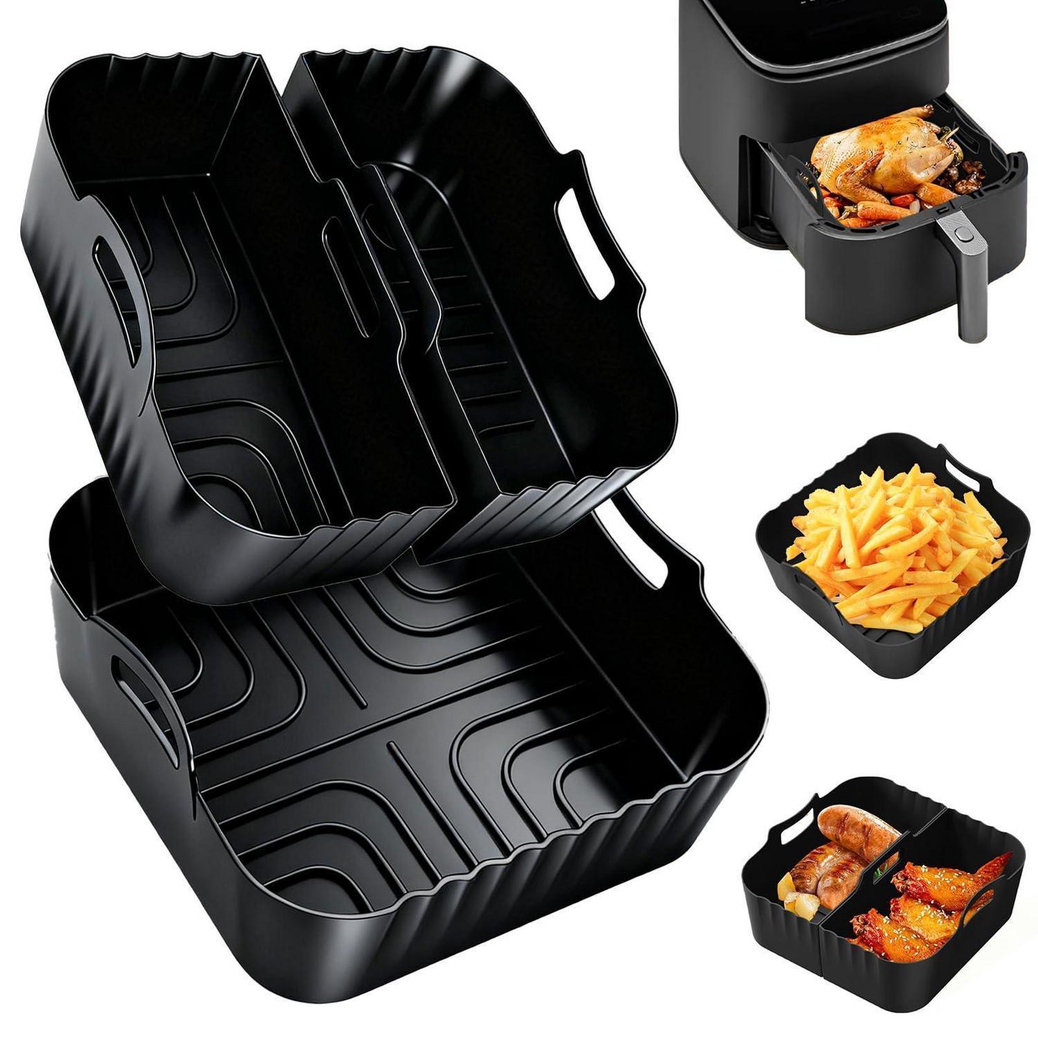 3er Set Silikonform Heißluftfritteuse 2x 3.1l + 6.2l, Wiederverwendbar, Spülmaschinenfest