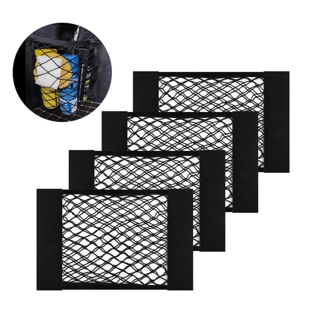 4er Set Kofferraum Organizer Mit Klett, Dehnbar, 2 Montagearten