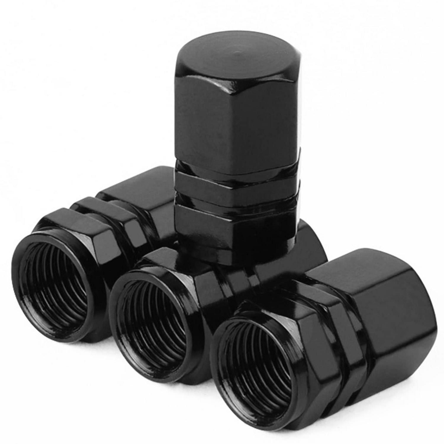 4er Set Ventilkappen Aluminium Schwarz Für Auto, Motorrad, Fahrrad
