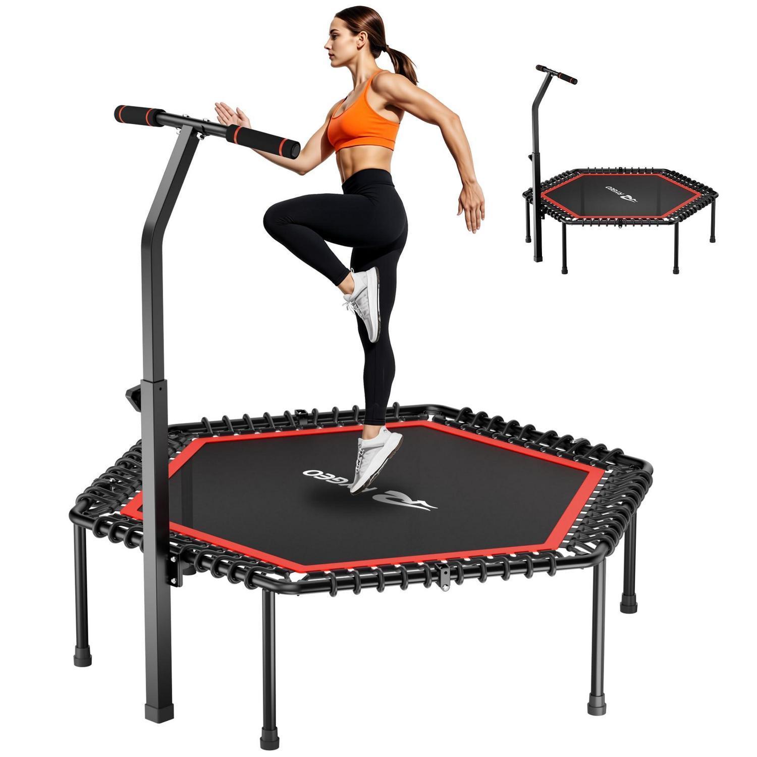 Fitness-trampolin 50 Zoll Für Erwachsene, Rebounder Mit Griff, Bis 230 Kg Belastbar, Faltbar