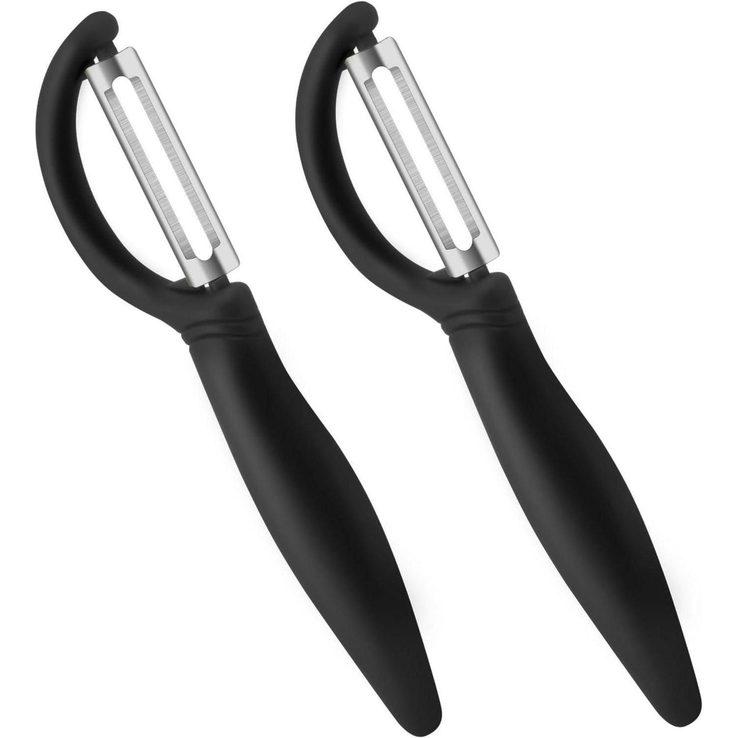 2er Set Sparschäler Edelstahl, Universalschäler Für Gemüse & Obst, I-form, Schwarz