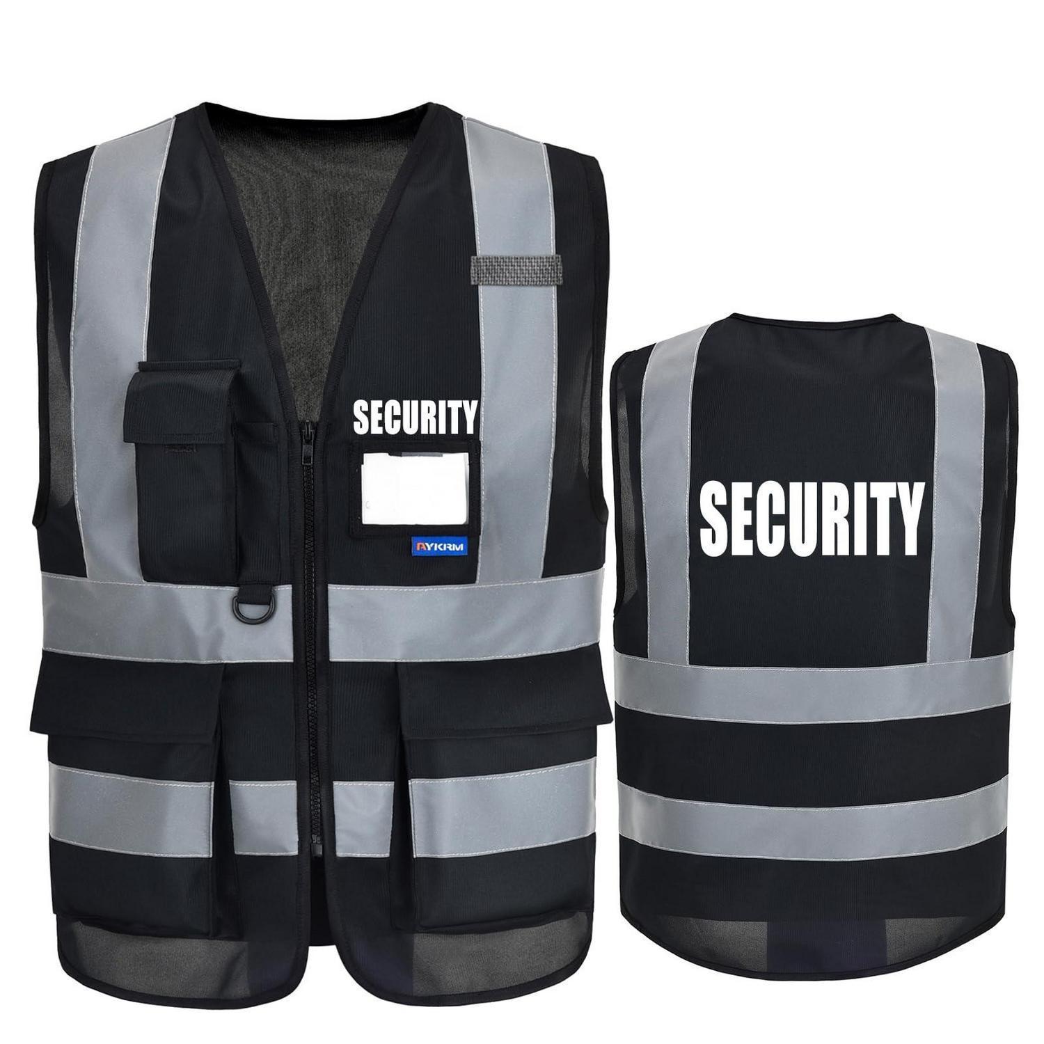 Warnweste Security Mit Reflektoren, Schwarz/orange, Größe Xl