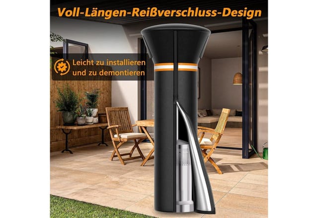 Abdeckung Für Terrassenheizer 226x84x48cm, 420d Wasserdicht, Mit Reißverschluss