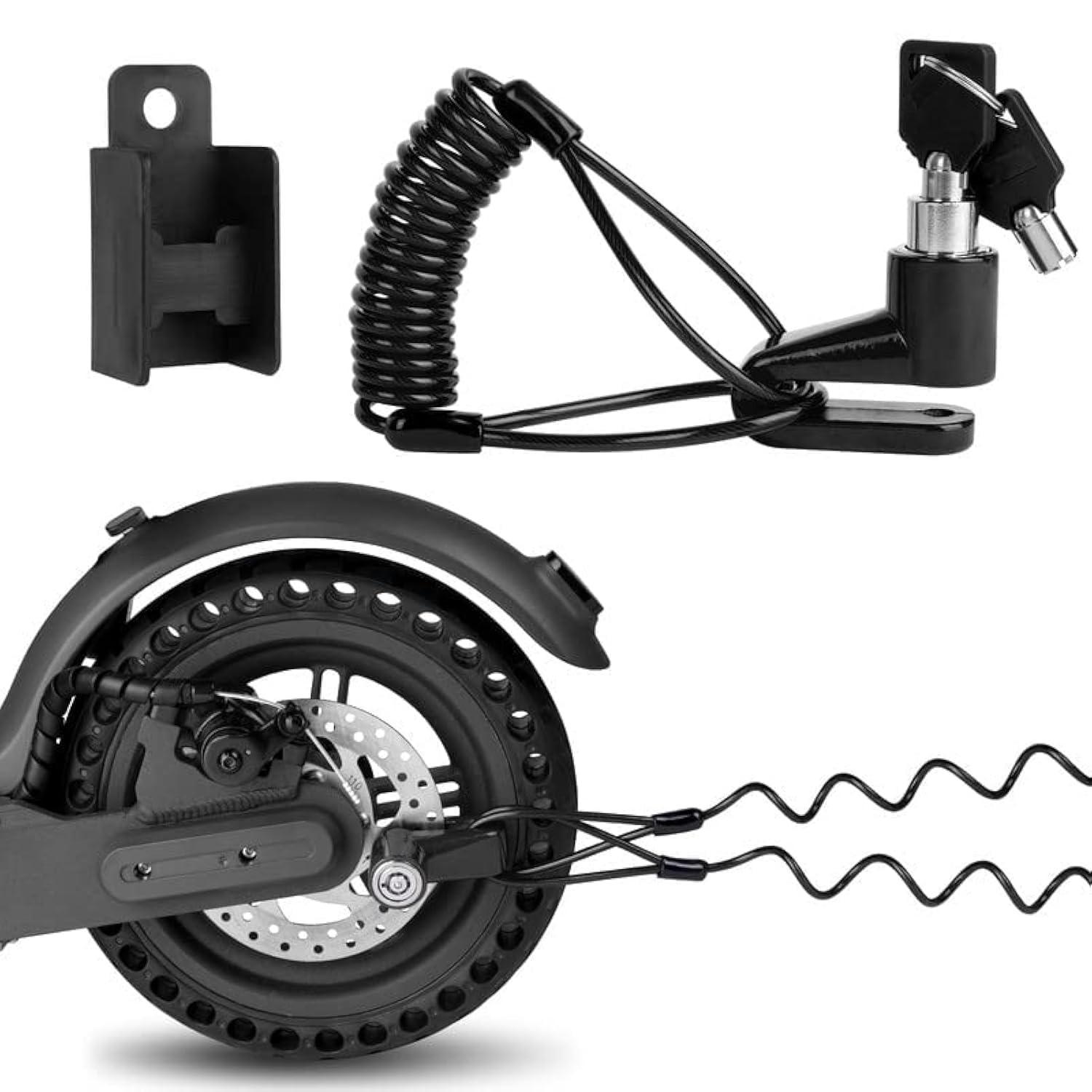 Scheibenbremsschloss Für E-scooter Mit Erinnerungskabel, Diebstahlschutz, Stahllegierung, Schwarz