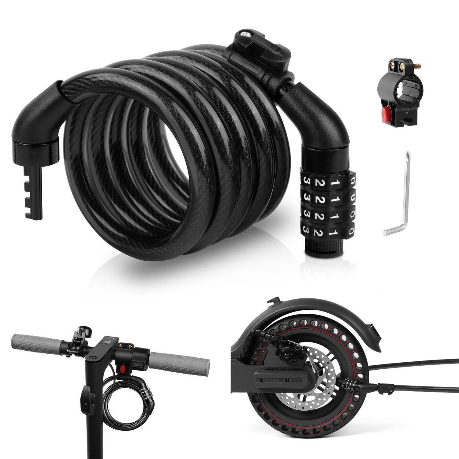 Kabelschloss Für E-scooter Und Fahrräder, 4-stellig, 120 Cm, Schwarz