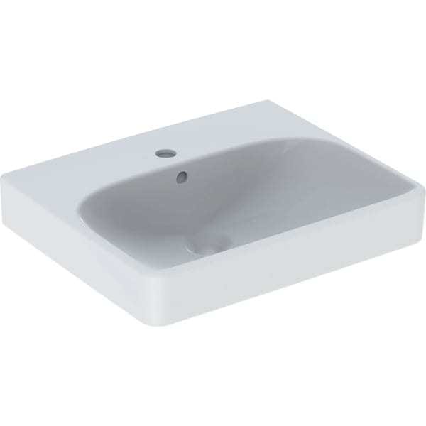Geberit Handwaschbecken Smyle Square 50x41cm, m Hahnloch, mit Überlauf, weiß