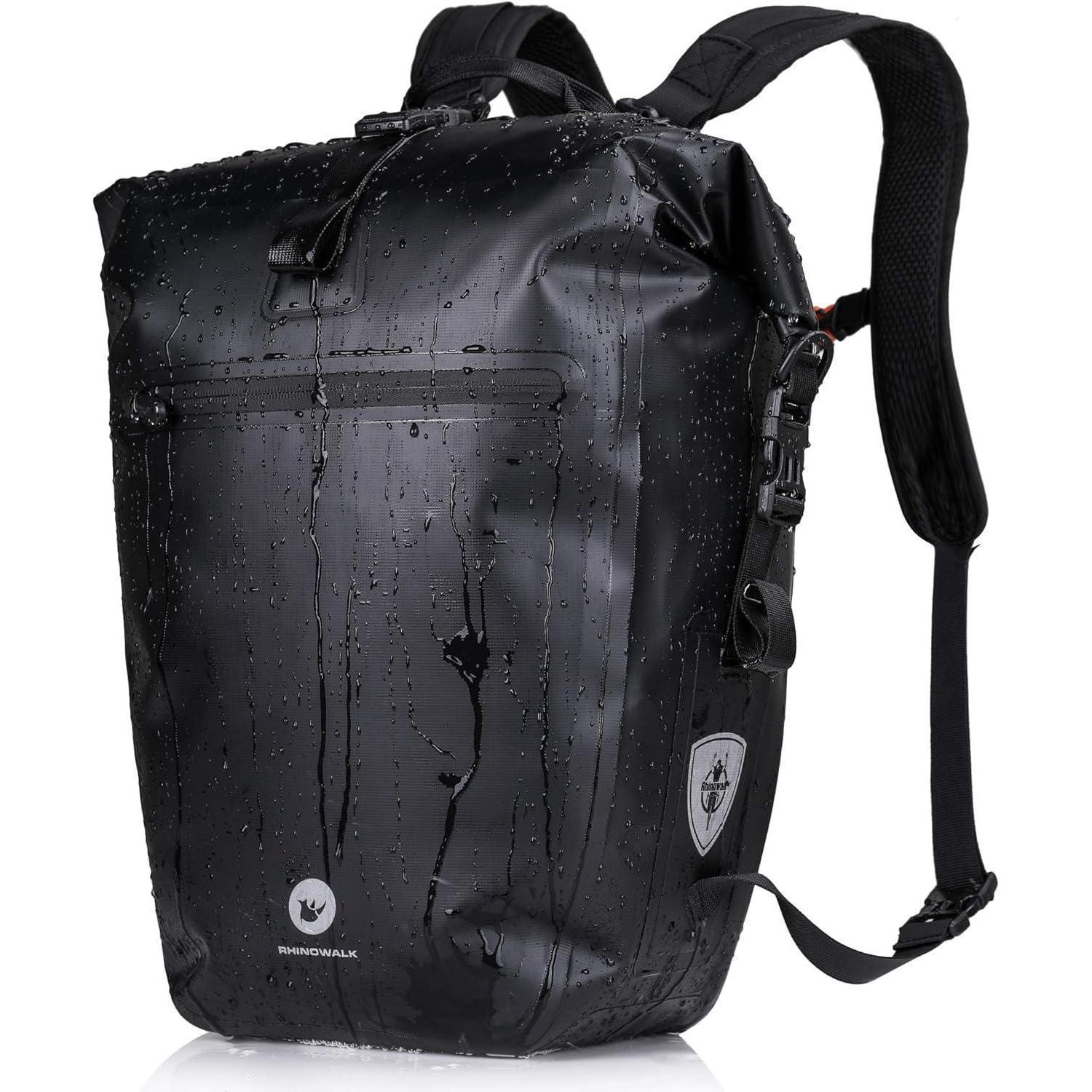 3-in-1 Fahrradtasche 27-30l Wasserdicht Für Gepäckträger, Rucksack, Umhängetasche Schwarz