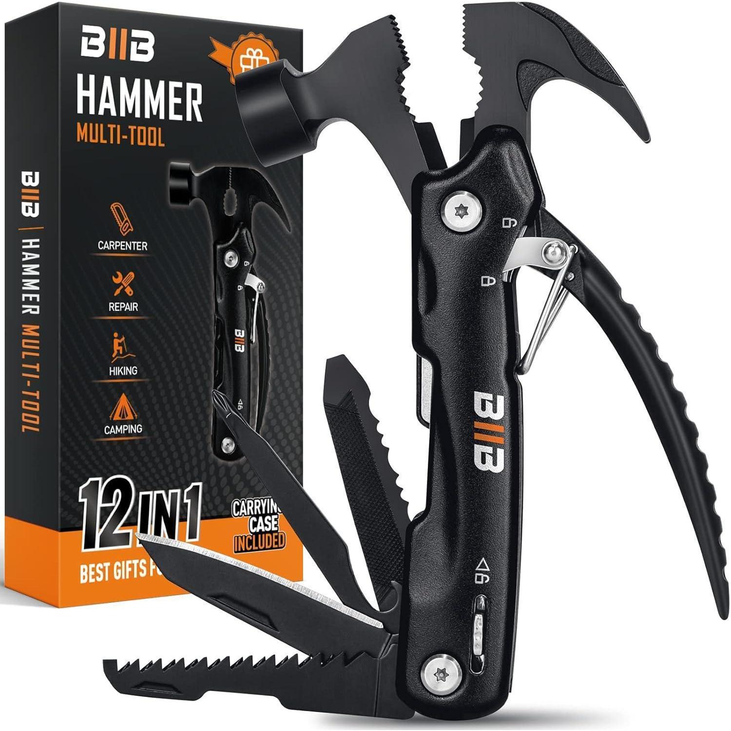 Multitool Hammer 12-in-1 Edelstahl Mit Nylonhülle Für Camping & Heimwerken