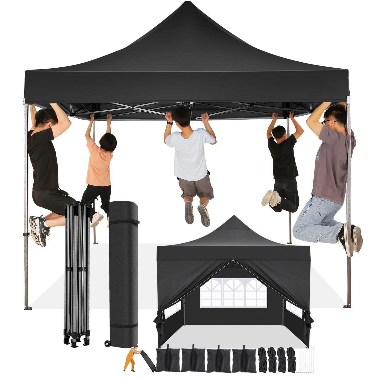 Faltpavillon 3x3m Wasserdicht Mit 4 Seitenwänden, Stabil, Winterfest, Sonnenschutz