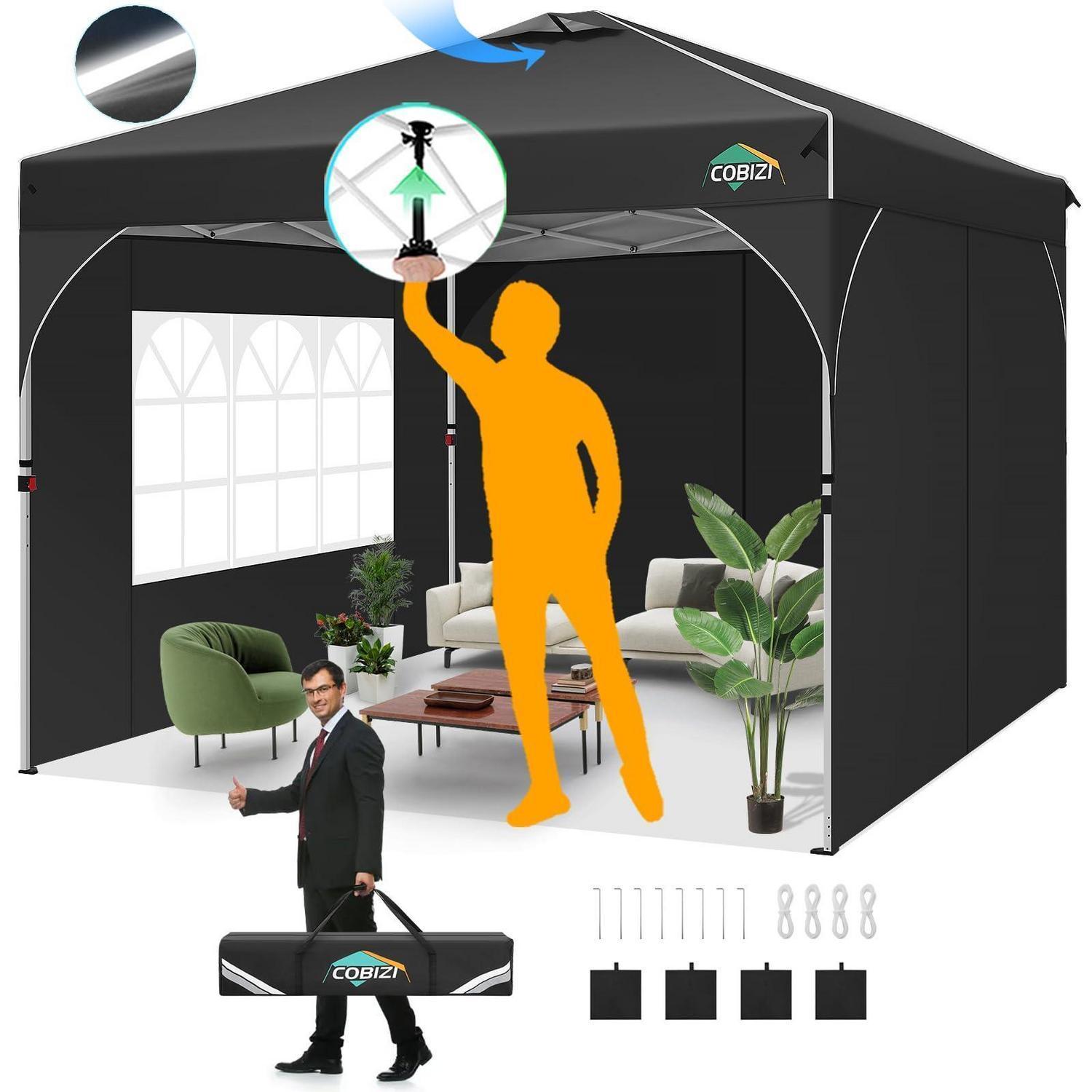 Faltpavillon 3x3m Wasserdicht Mit 3 Seitenteilen, Höhenverstellbar, Uv-schutz 50+