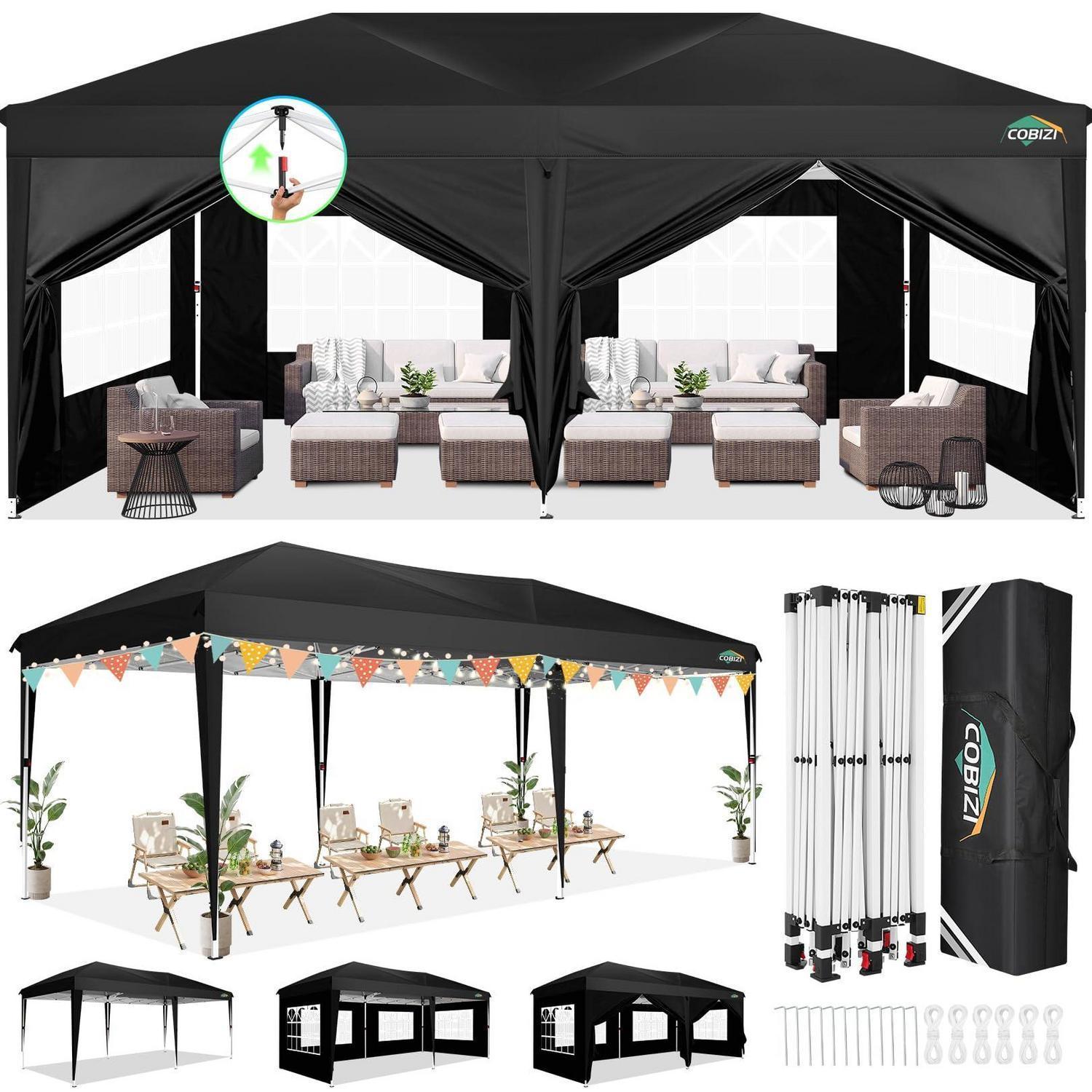 Faltpavillon 3x6m Wasserdicht, Stabil, Winterfest Mit 6 Seitenwänden, Uv-schutz