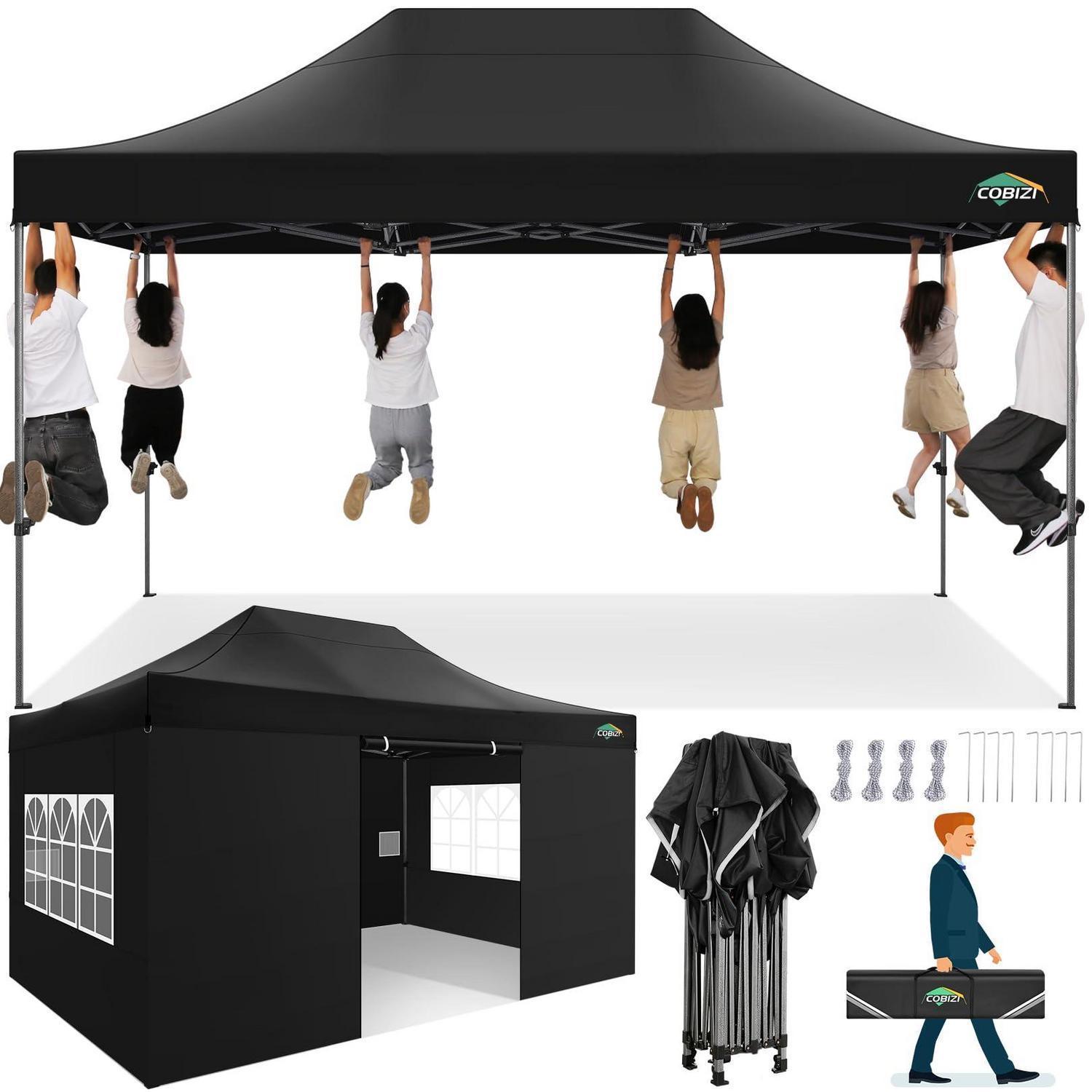 Faltpavillon 3x4,5m Wasserdicht, Stabil, Uv-schutz, Mit 4 Seitenteilen, Schwarz