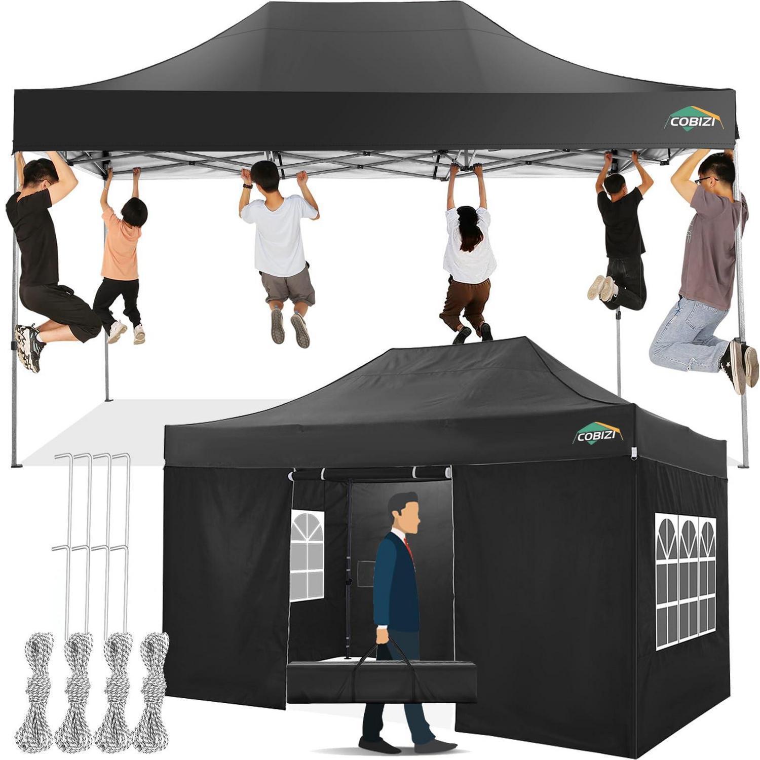 Faltpavillon 3x4,5m Wasserdicht Mit 4 Seitenwänden, Stabil, Schwarz