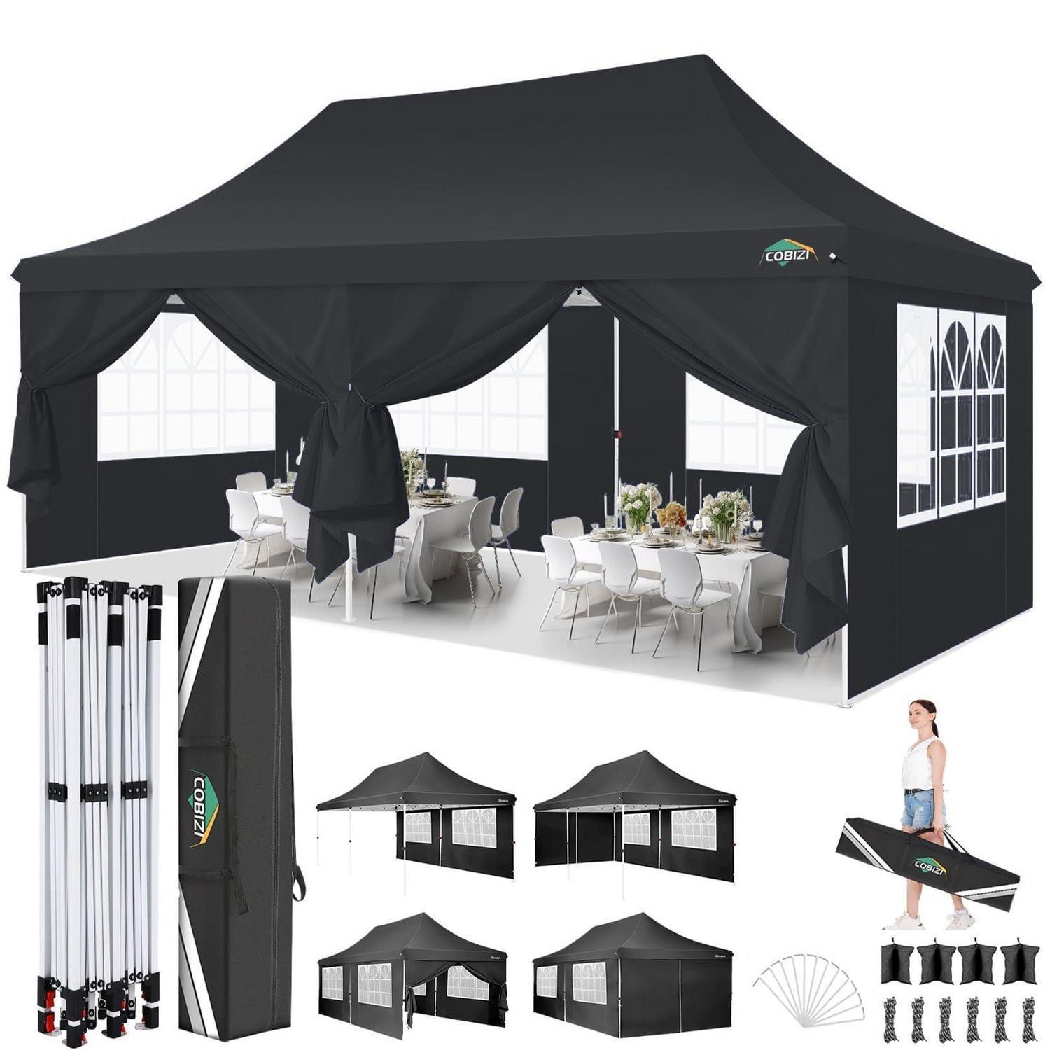 Faltpavillon 3x6m Wasserdicht Uv50+ Mit 6 Seitenwänden, Partyzelt Für Garten & Events