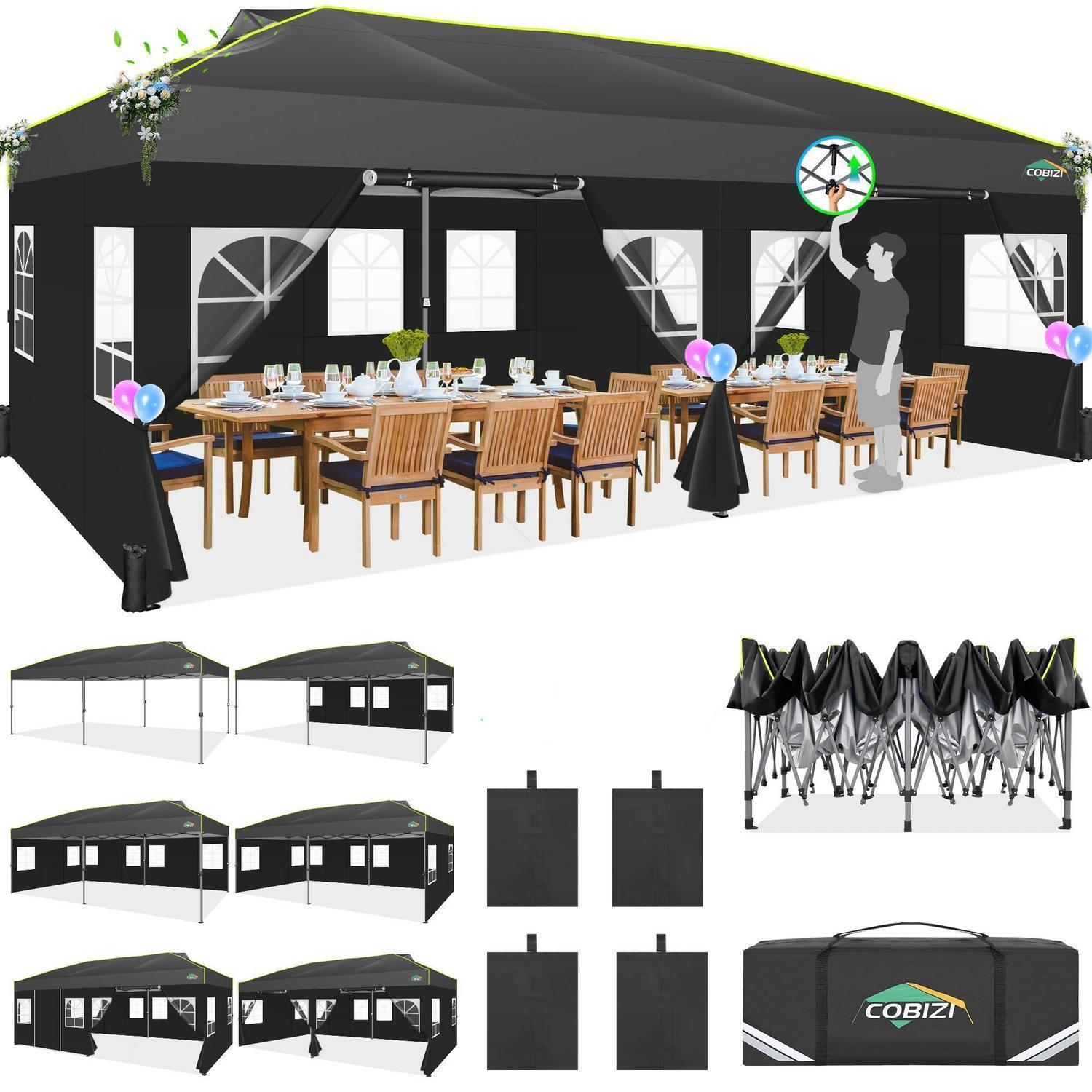 Faltpavillon 3x6m Wasserdicht Winterfest Mit 6 Seitenwänden Und Fenstern