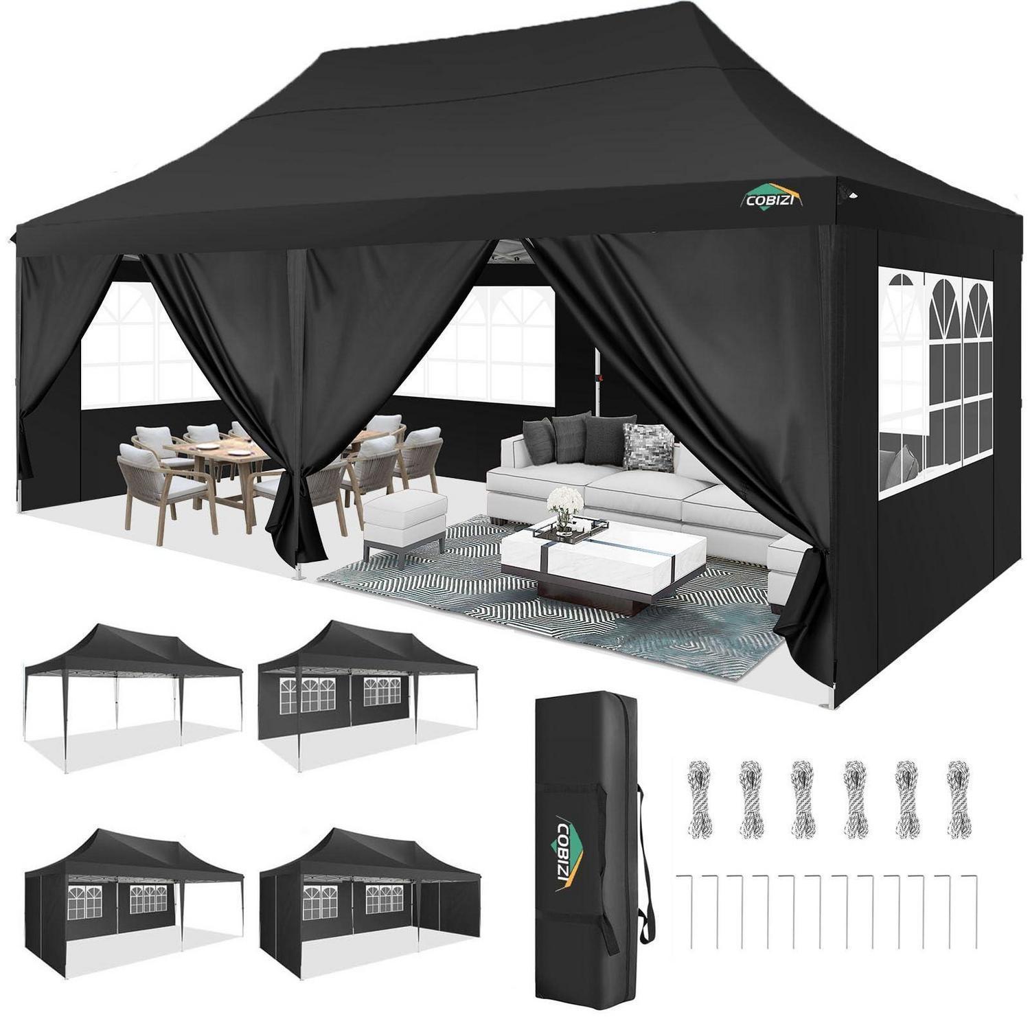 Faltpavillon 3x6m Wasserdicht Mit 6 Seitenwänden, Uv-schutz 50+, Stabil, Winterfest